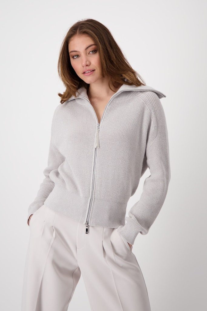 Monari Wolljacke Strickjacke Mit Troyerkragen und funkelnden Lurexfäden