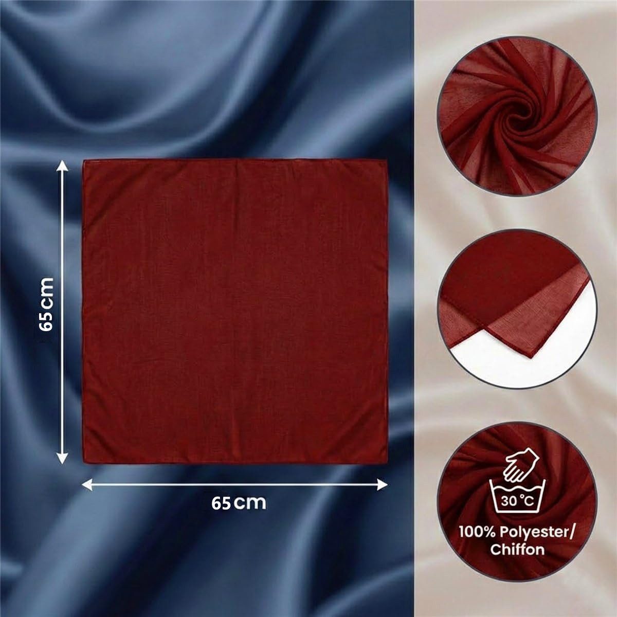 Zaewry Seidentuch Damen Nickituch Chiffon in einfarbig Uni - Leichtes zartes Halstuch, 65 x 65 cm