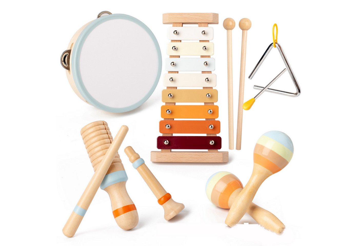Lzbargon Spielzeug-Musikinstrument Baby Musikinstrumente Montessori-Holzspielzeug für Kleinkinder von 3, 6 in 1 Musikinstrumente Holzspielzeug modernem Boho-Xylophon