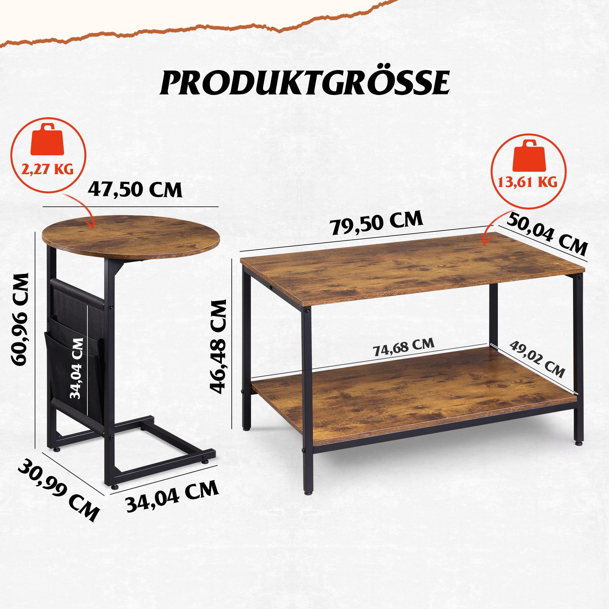 WLIVE Couchtisch 2er Set, Holz-Wohnzimmertisch Stubentisch günstig online kaufen