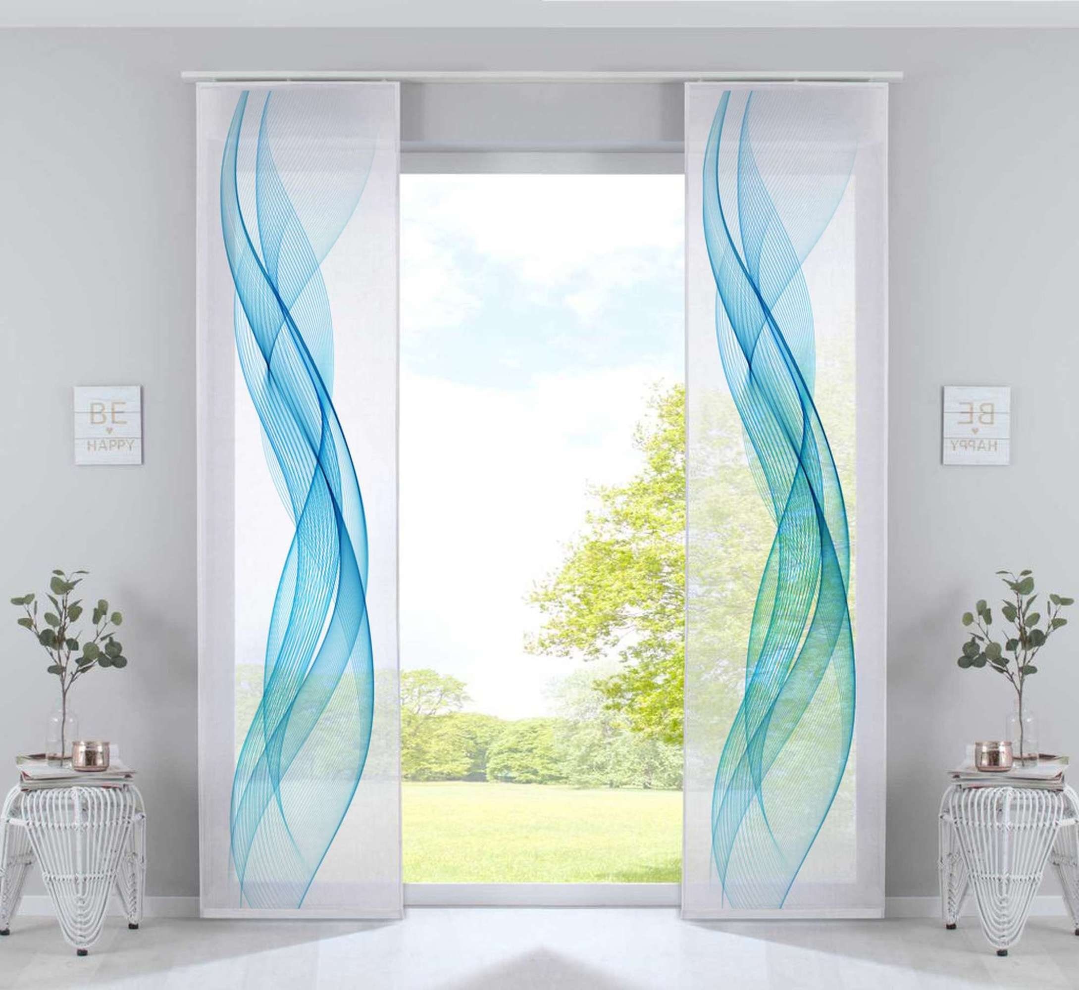 Gardinenbox Schiebegardine (2 St), Klettband, halbtransparent, 2er Set Schiebegardinen »Izmir« Voile inkl. Paneelwagen Beschwerungsst