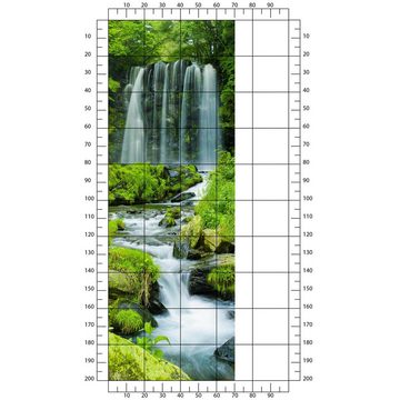 wandmotiv24 Türtapete Wasserfall im Dschungel, Wald, Wasser, glatt, Fototapete, Wandtapete, Motivtapete, matt, selbstklebende Dekorfolie