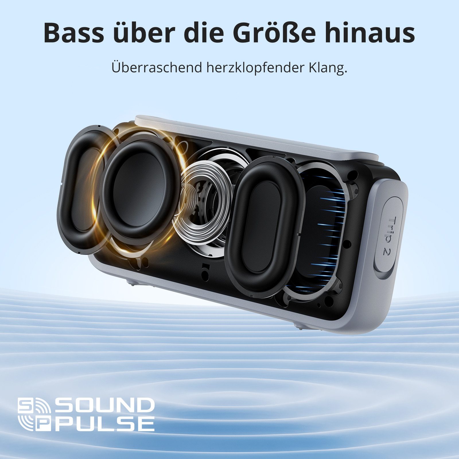 Tronsmart Trip 2 tragbarer Außenlautsprecher, IPX7 Wasserdicht Bluetooth-Lautsprecher (10 W, 5.3)