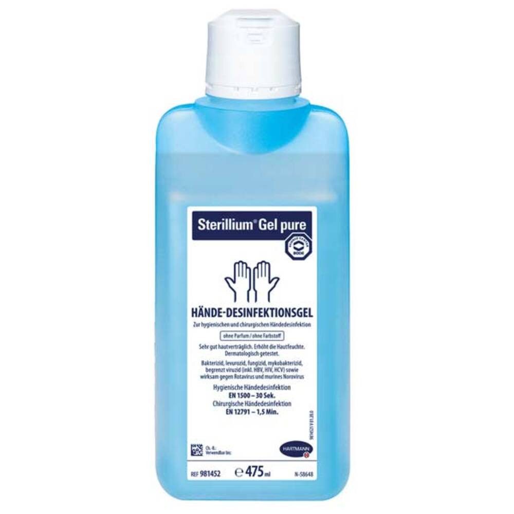 Sterillium® BODE Sterillium Gel pure Händedesinfektionsgel 480 ml Hand-Desinfektionsmittel (Einzelartikel, [1-St. 1 Verpackung à 480 ml)