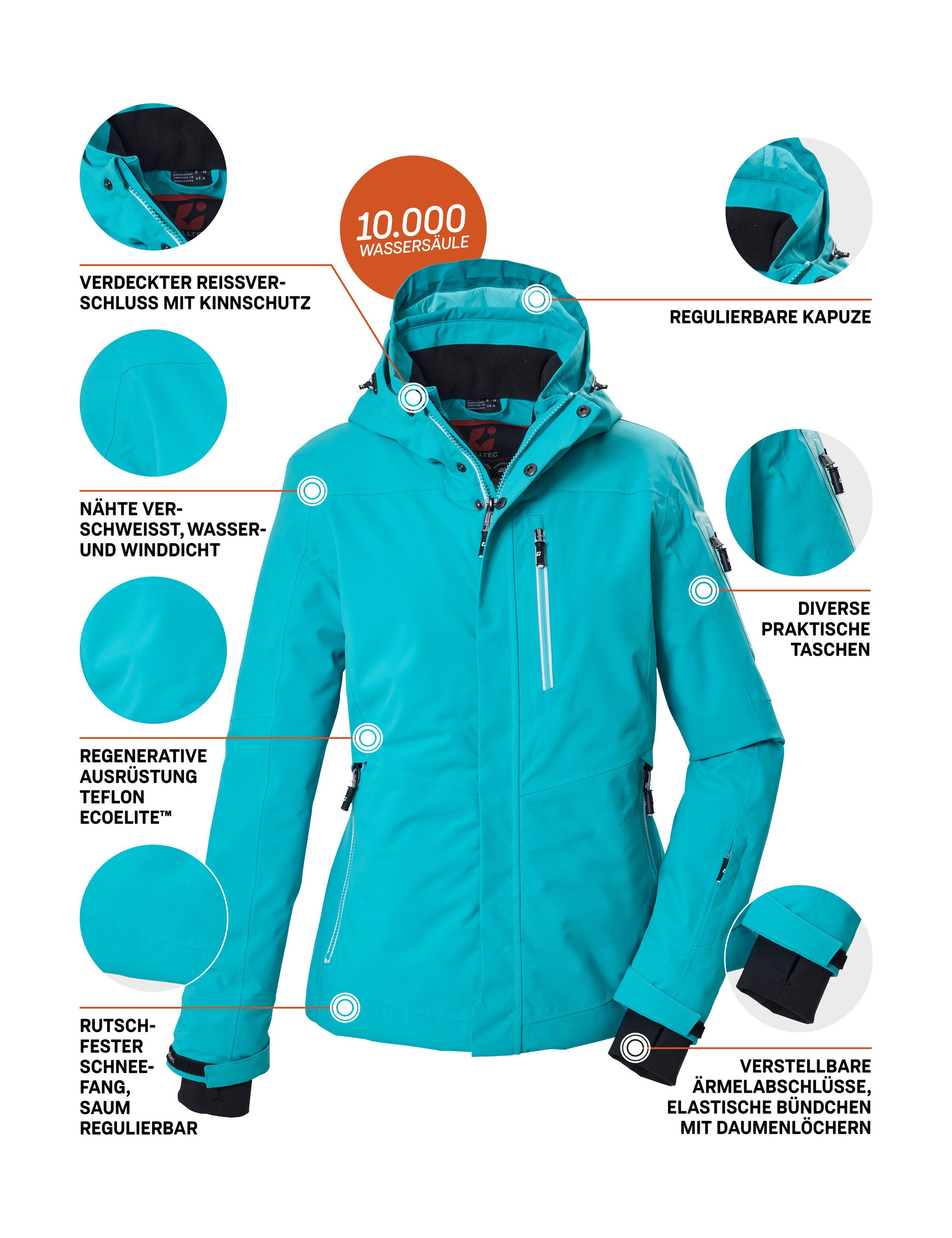 Killtec Skijacke KSW 228 WMN SKI JCKT Wind- und wasserdichte Skijacke mit regulierbarer Kapuze – Bild 5 von 5