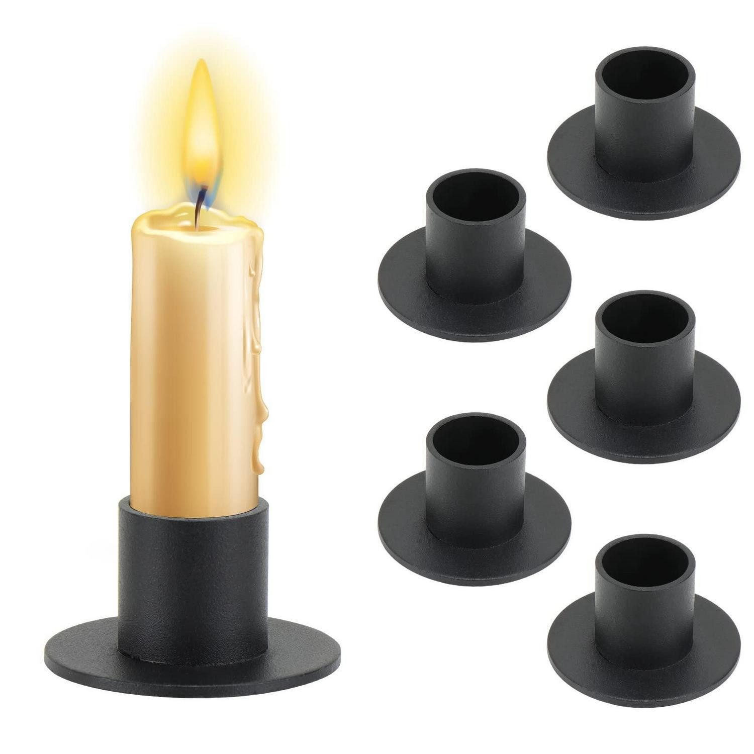 LuxusKollektion Kerzenständer Kerzenhalter Set 6 Stück Schwarz Retro Metall (6 St)