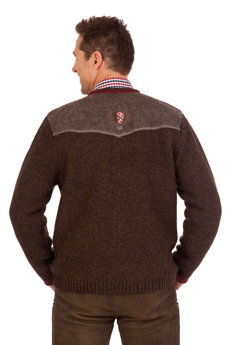 Spieth & Wensky Trachtenstrickjacke Trachten Strickjacke Herren - RAMSTEIN - braun