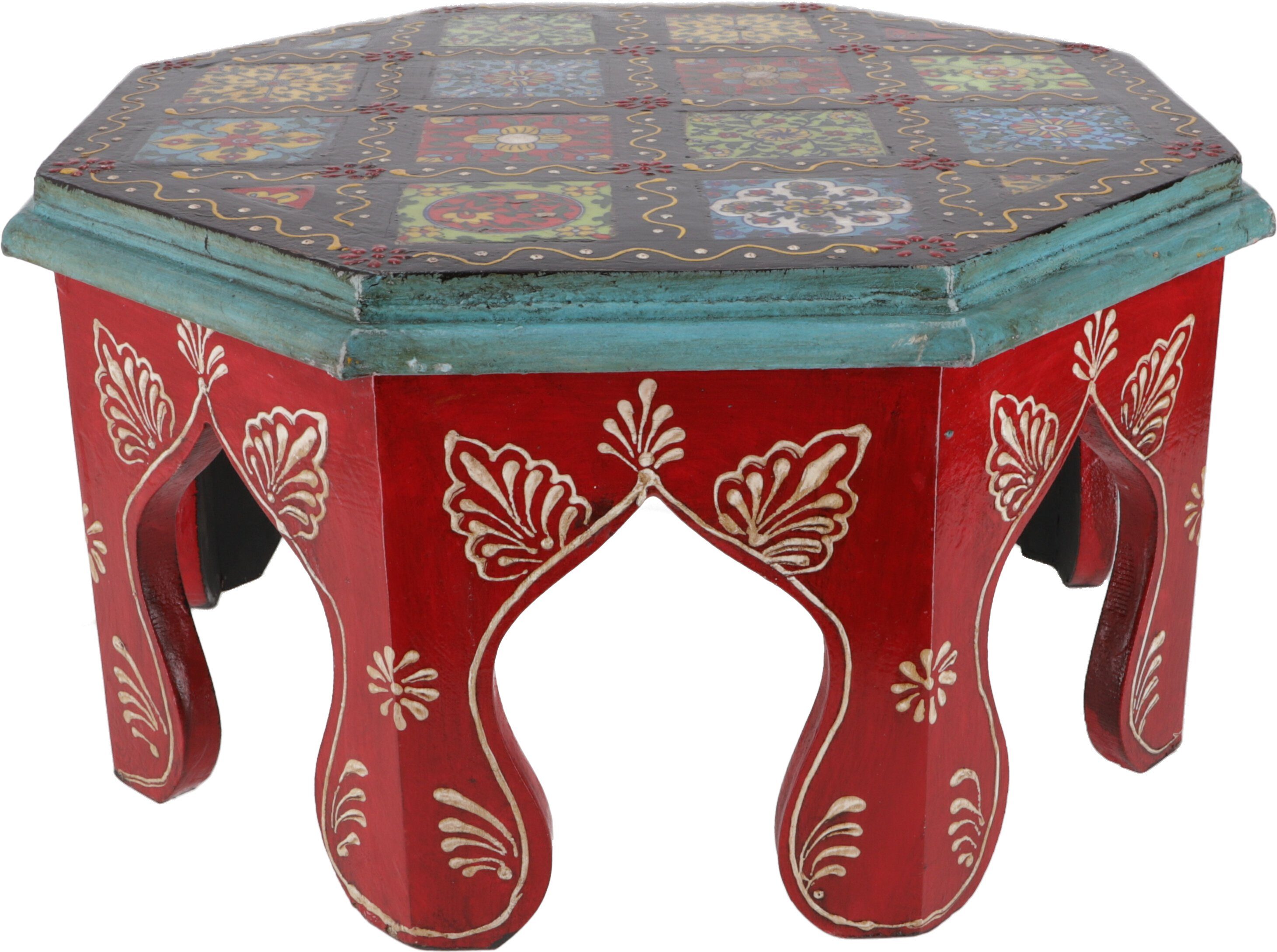 Guru-Shop Couchtisch Bemalter kleiner Tisch mit Fliesenmosaik - rot.. rot Ø 30 cm
