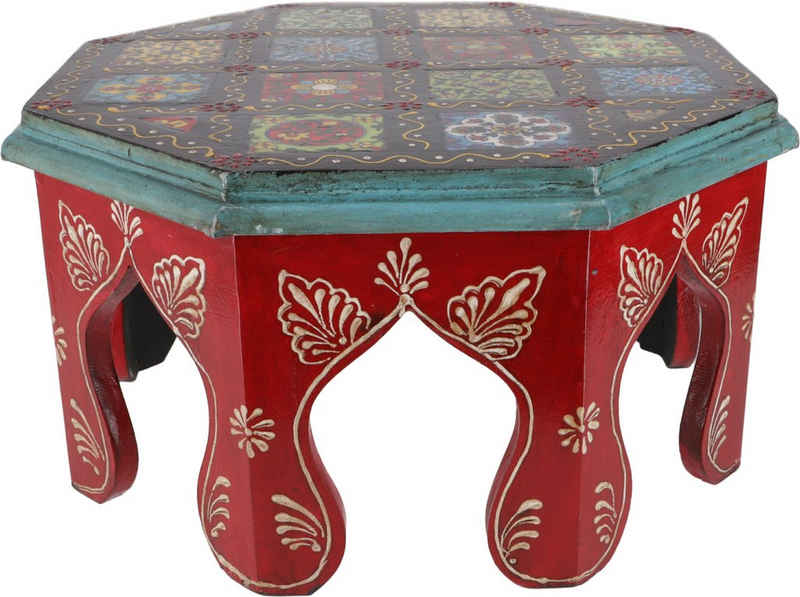 Guru-Shop Couchtisch Bemalter kleiner Tisch mit Fliesenmosaik - rot..