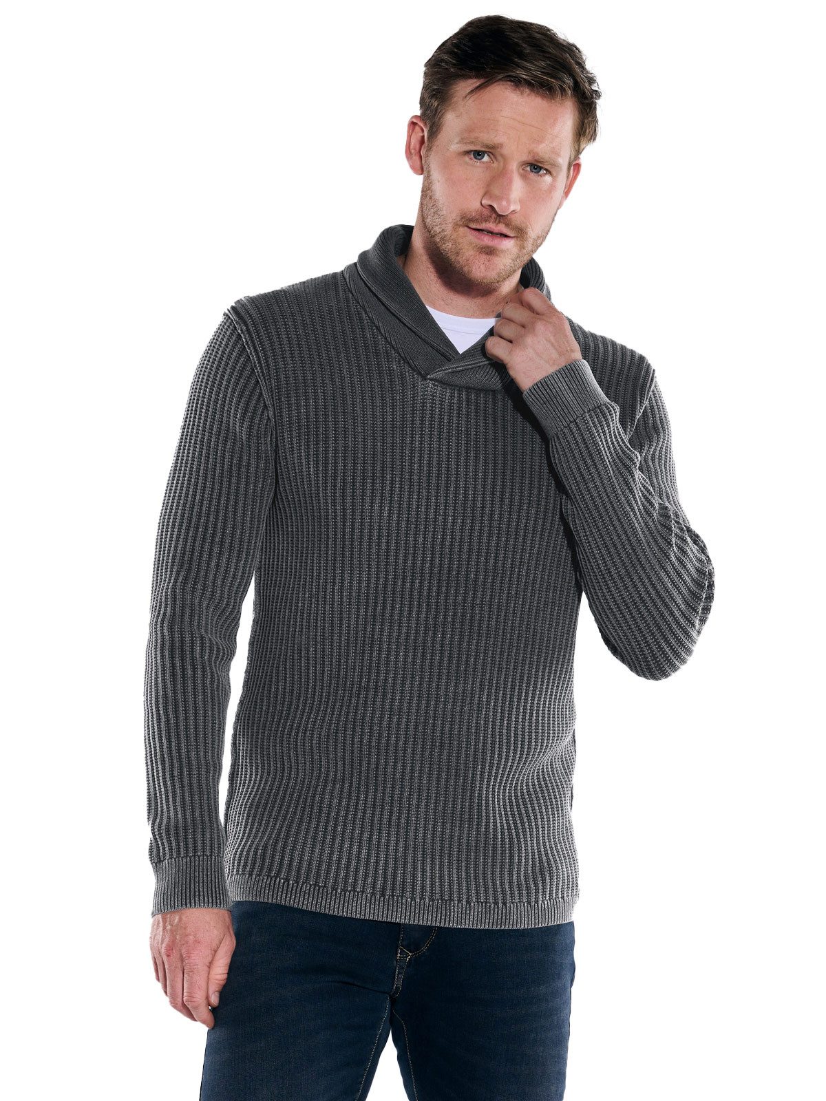 Engbers Strickpullover engbers Herren Pullover mit Schalkragen