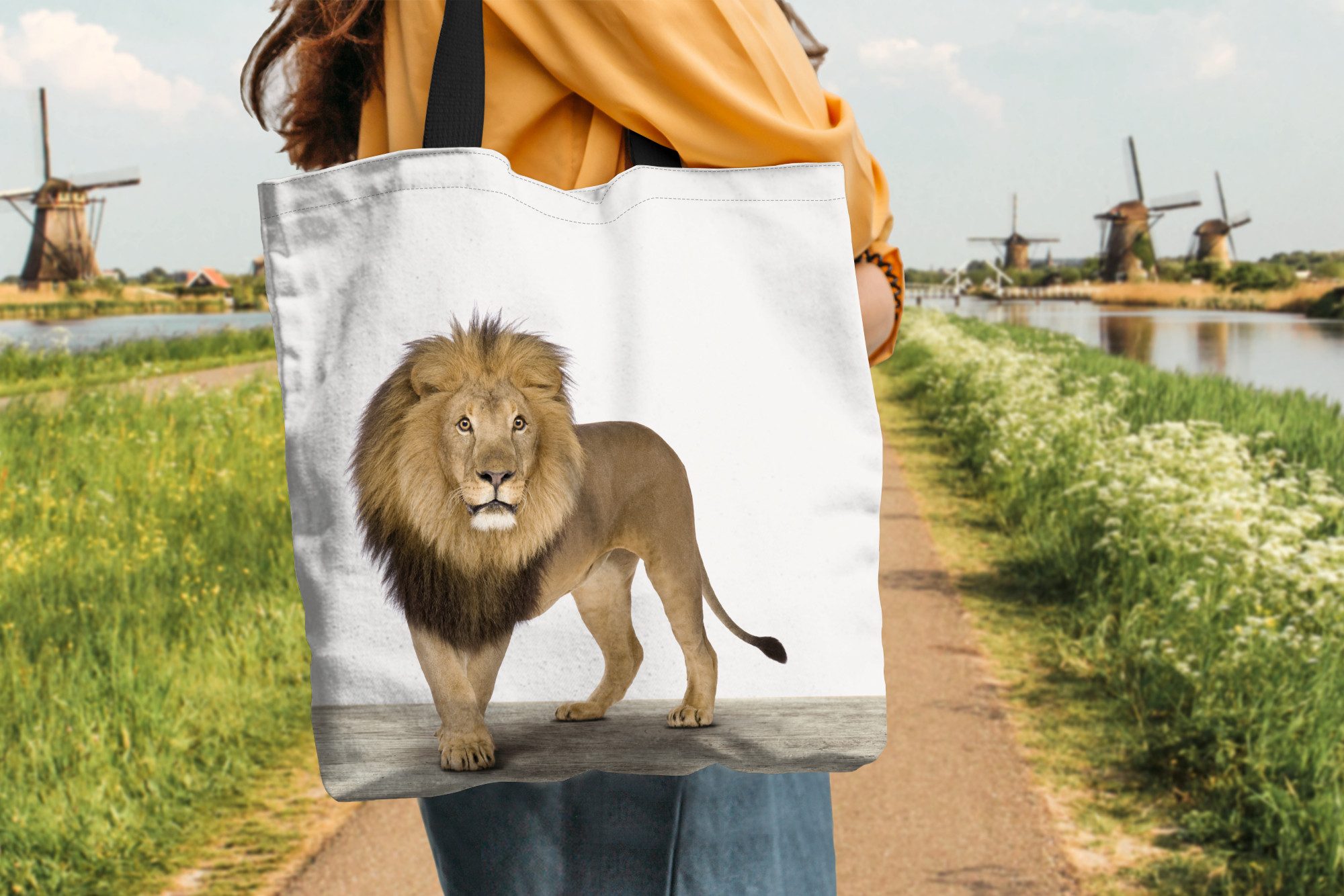 MuchoWow Shopper Jungen - Löwe - Tiere - Kinder - Mädchen, Handtasche, Damen und Herren, Schultertasche, Umhängetasche, Tote Bag