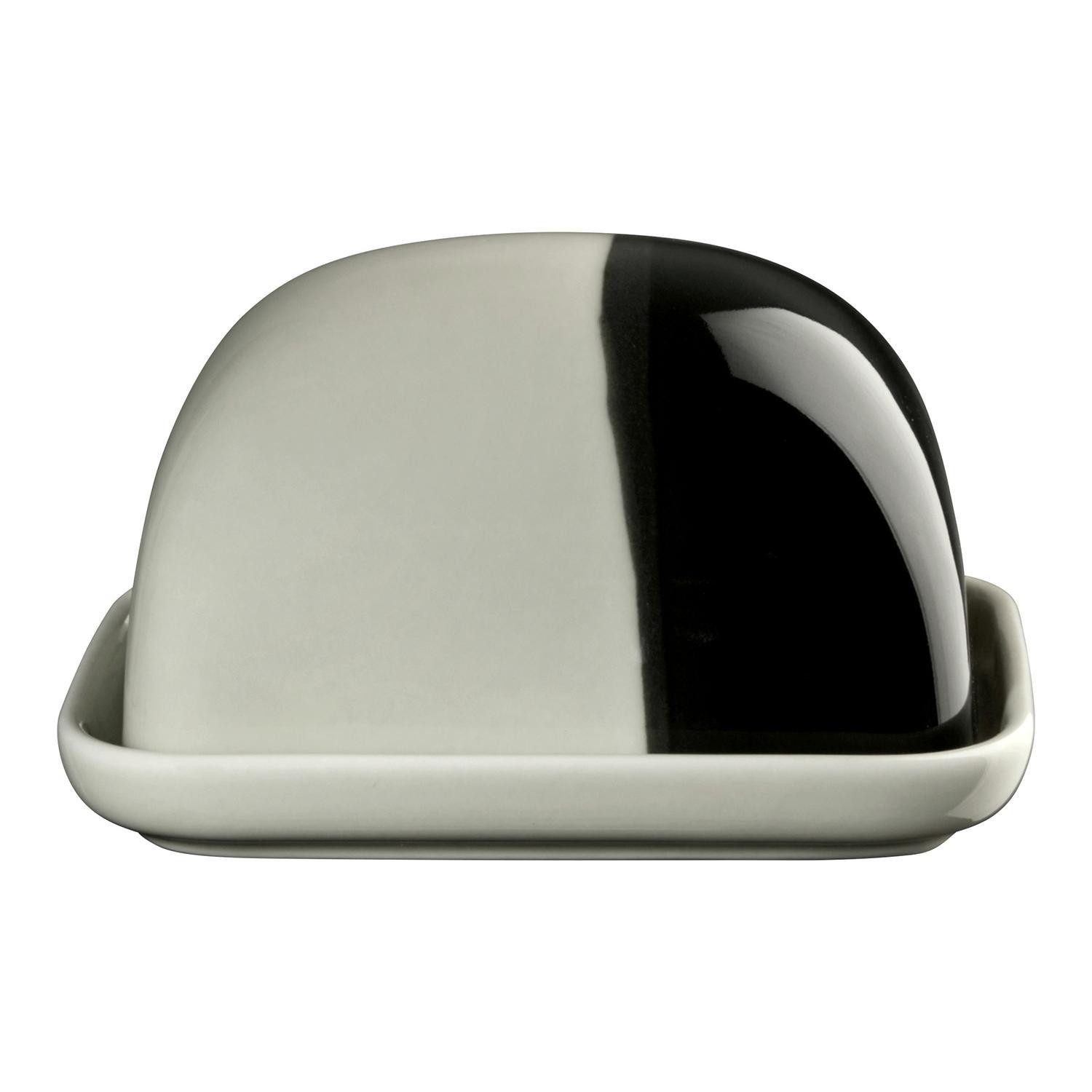 ASA SELECTION Butterdose Butterdose JOY, 11,5 x 9,5 cm, Grau, Schwarz, Porzellan, (1-tlg), Porzellan