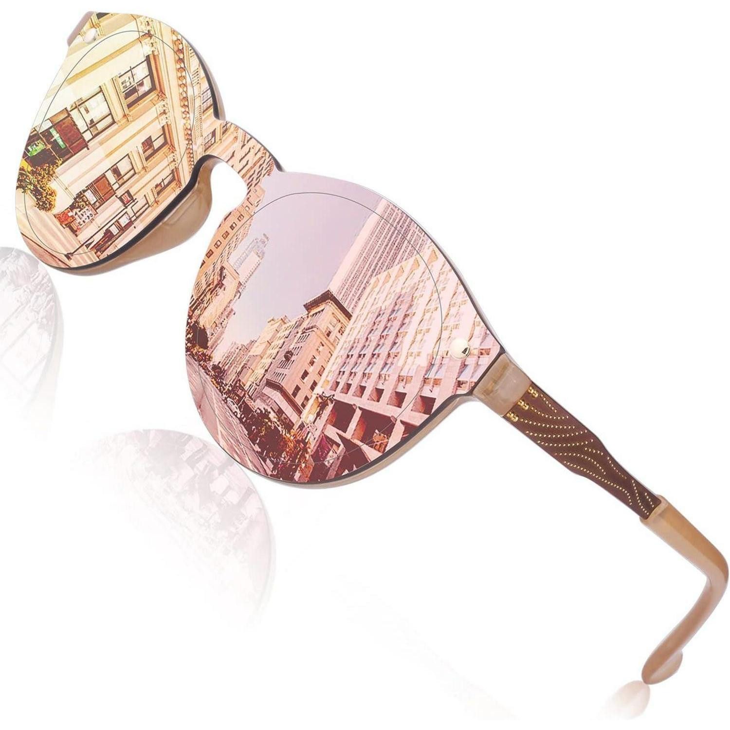 LuxusKollektion Sonnenbrille Sonnenbrille Damen Herren Verspiegelt Groß Rund UV400 Gold Rosa