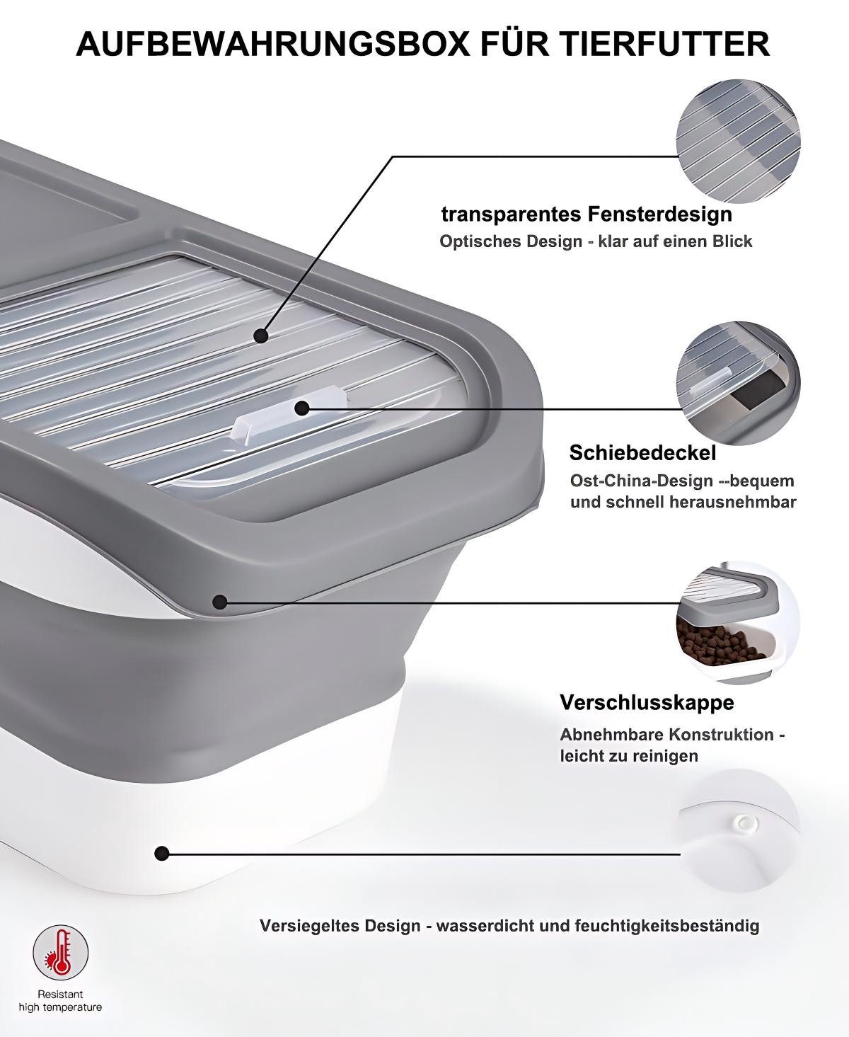 SinLaw Futterbehälter Hundefutter-Aufbewahrung, 5kg Fassungsvermögen Tierfutterbehälter, (1-tlg), Faltbare Futterbox mit Deckel und Messbecher, Löffel und Messbecher
