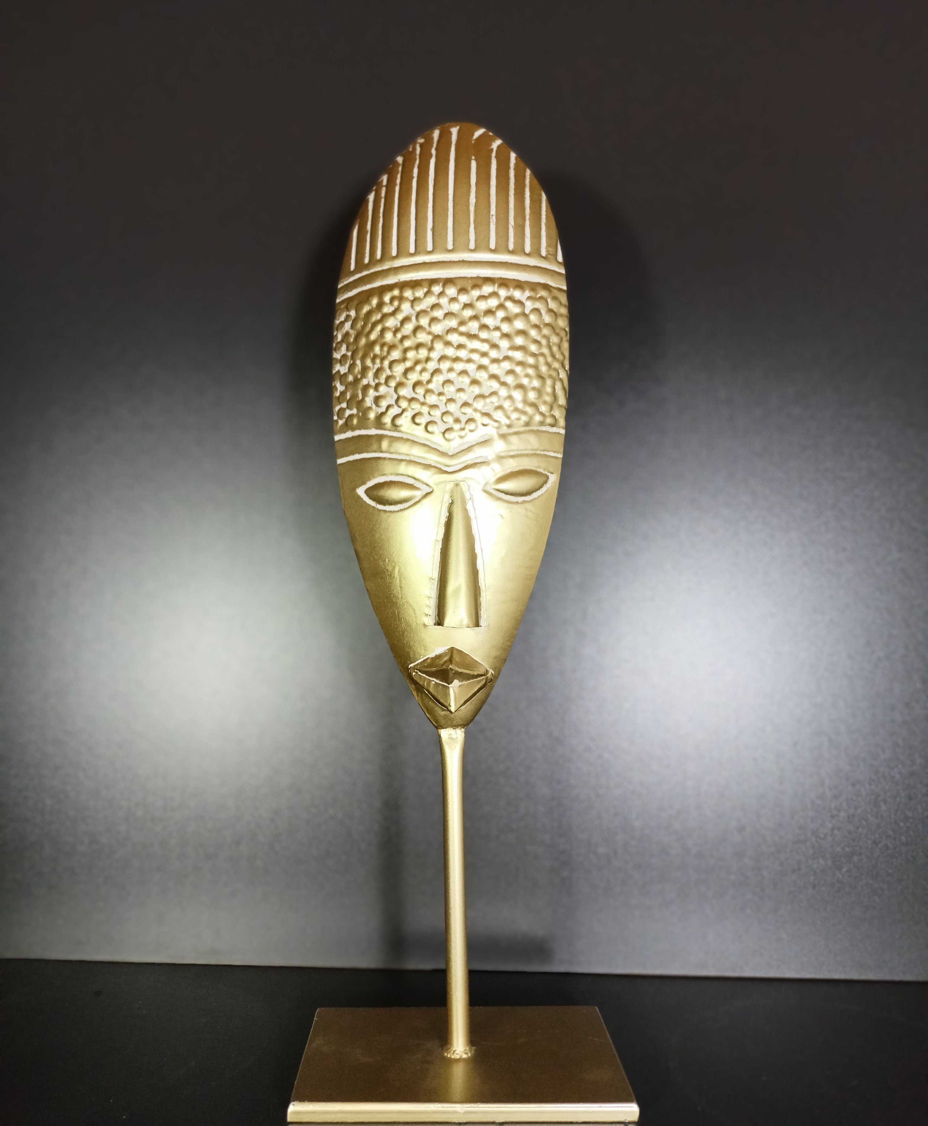 GlasArt Maske 57,5x18,5cm Wunderschönes Gold Metall Deko-Stand Dekoobjekt Deko-Objekt