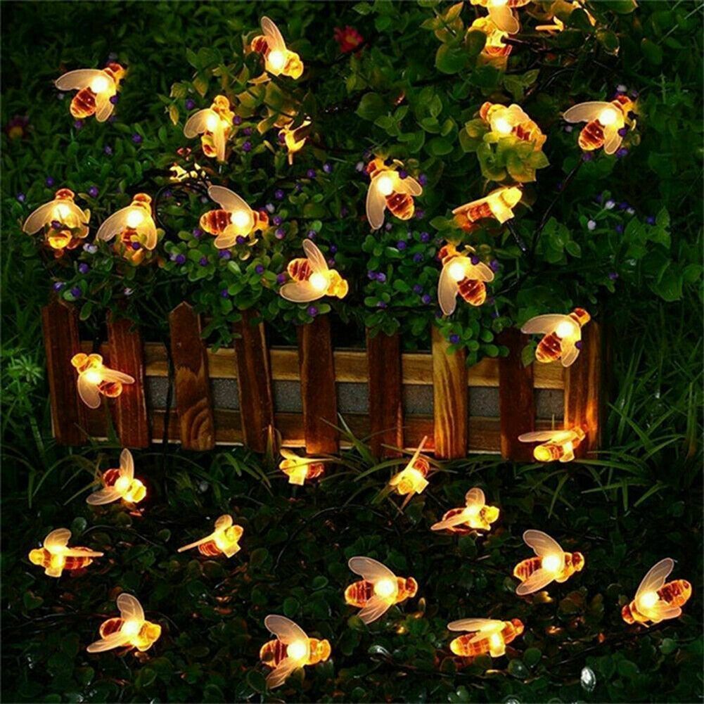 Bienen warmweiß, mit Bienen, Balkon, 30 LED 5m Garten Solarleuchten Solarleuchte 5m/10m Salcar Lichterkette Solar Solarlichterkette Warmweiß Outdoor