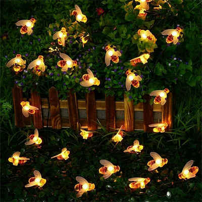 Salcar LED Solarleuchte »5m/10m Bienen Solar Lichterkette Outdoor Solarleuchten Garten Balkon«, 5m Solarlichterkette mit 30 Bienen, Warmweiß