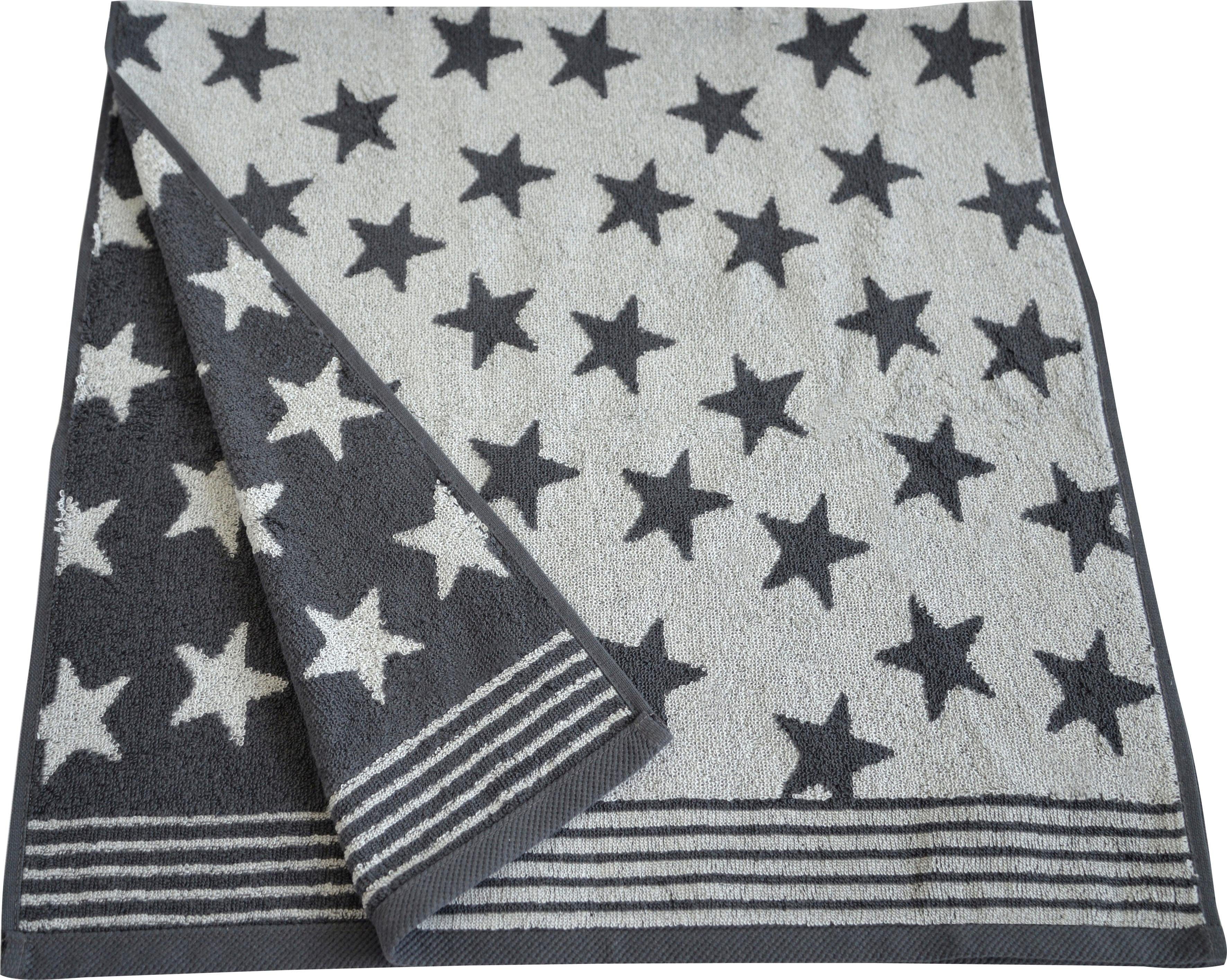Dyckhoff Handtücher (2-St), Sternen anthrazit mit und Stars, Bordüre Walkfrottee