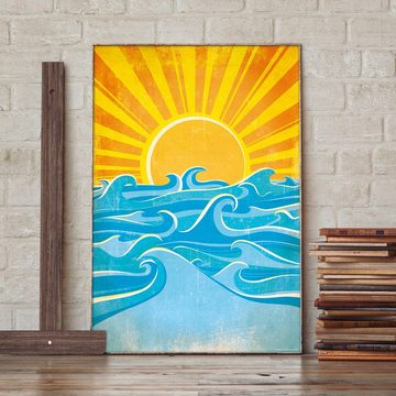 Close Up Poster Sea Waves And Yellow Sun Poster Madeleine 61 x 91,5 cm