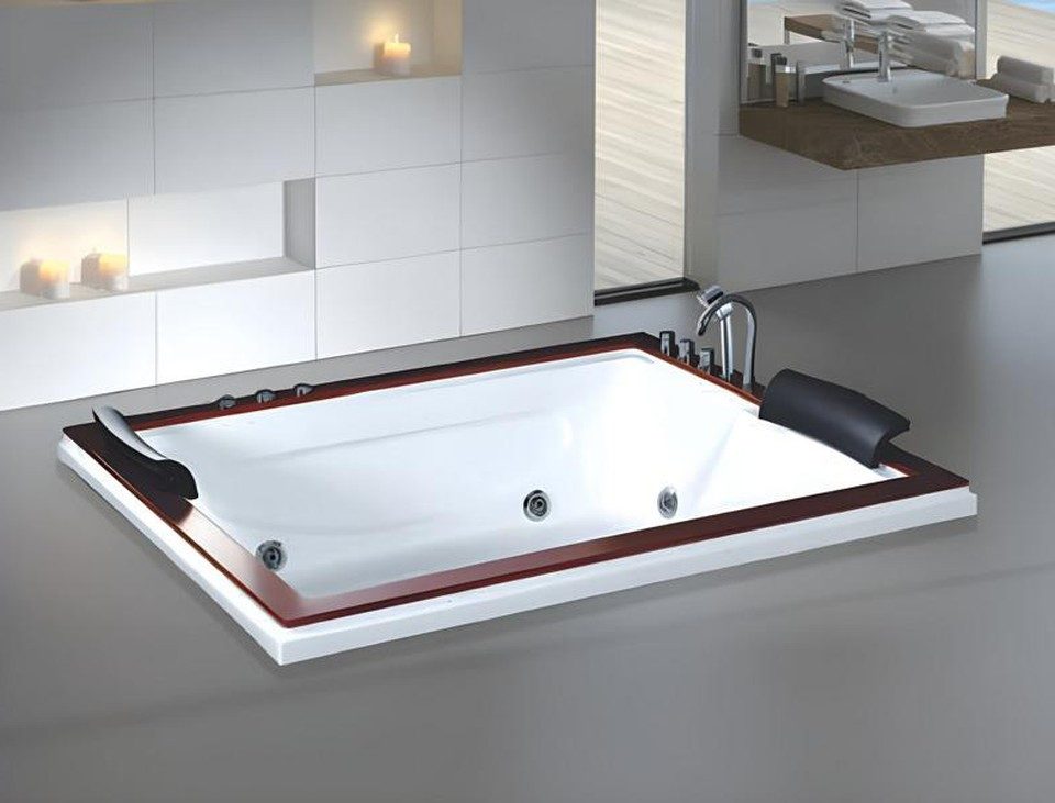 Xlmoebel Whirlpool-Badewanne Whirlpool Hydromassagewanne aus Acryl in Weiß für entspannte Stunden, Made in Europa