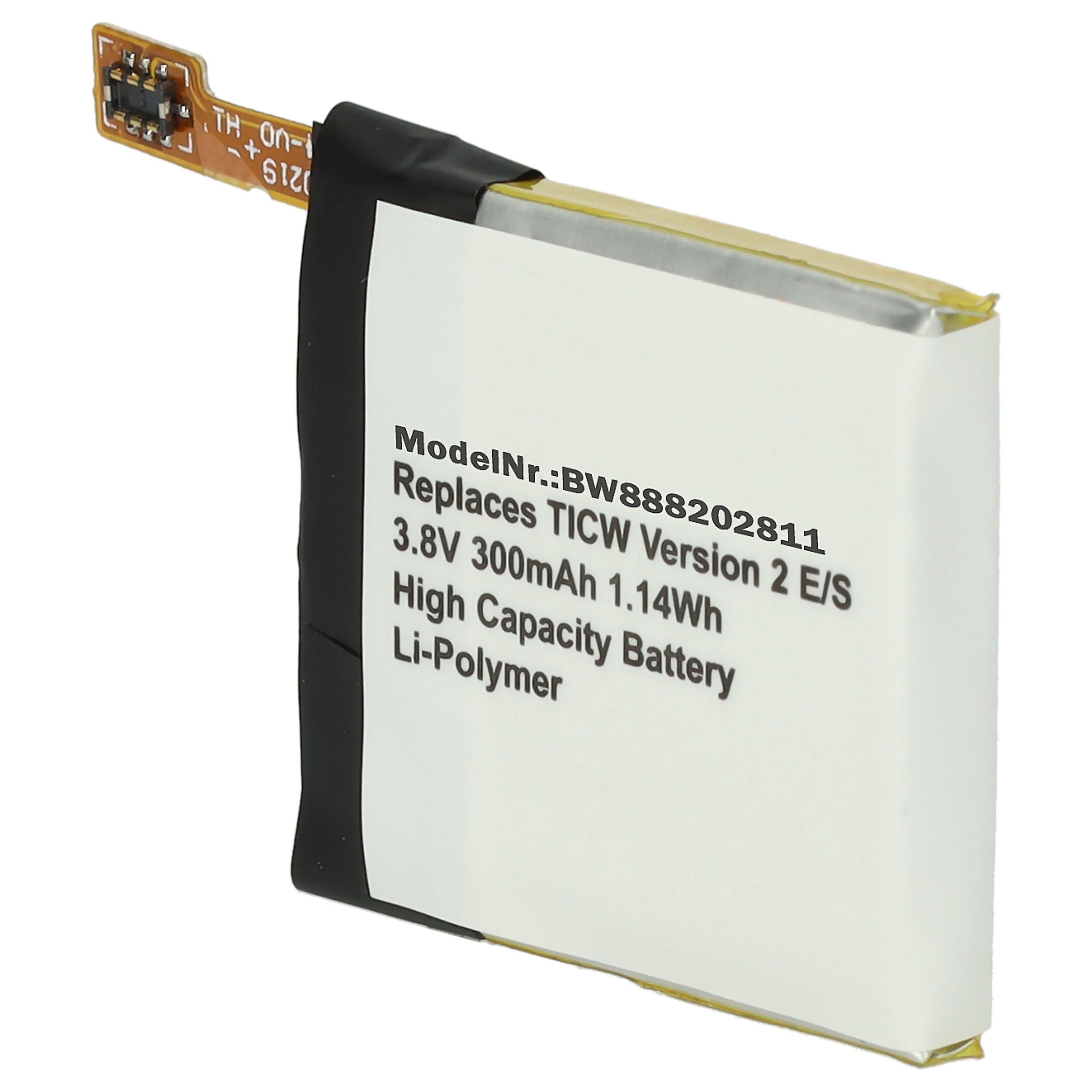 TicWatch kompatibel Li-Polymer mit Akku S2, mAh E2 (3,8 V) 300 vhbw