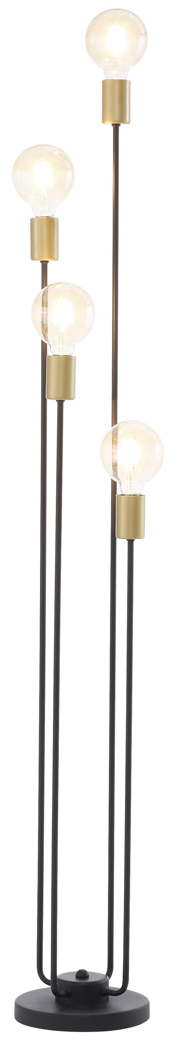 Leonique Stehlampe cm 137 Höhe schwarz/goldfarben Fassungen, Leuchtmittel, Jarla, goldfarbenen/schwarzen ohne mit Stehleuchte