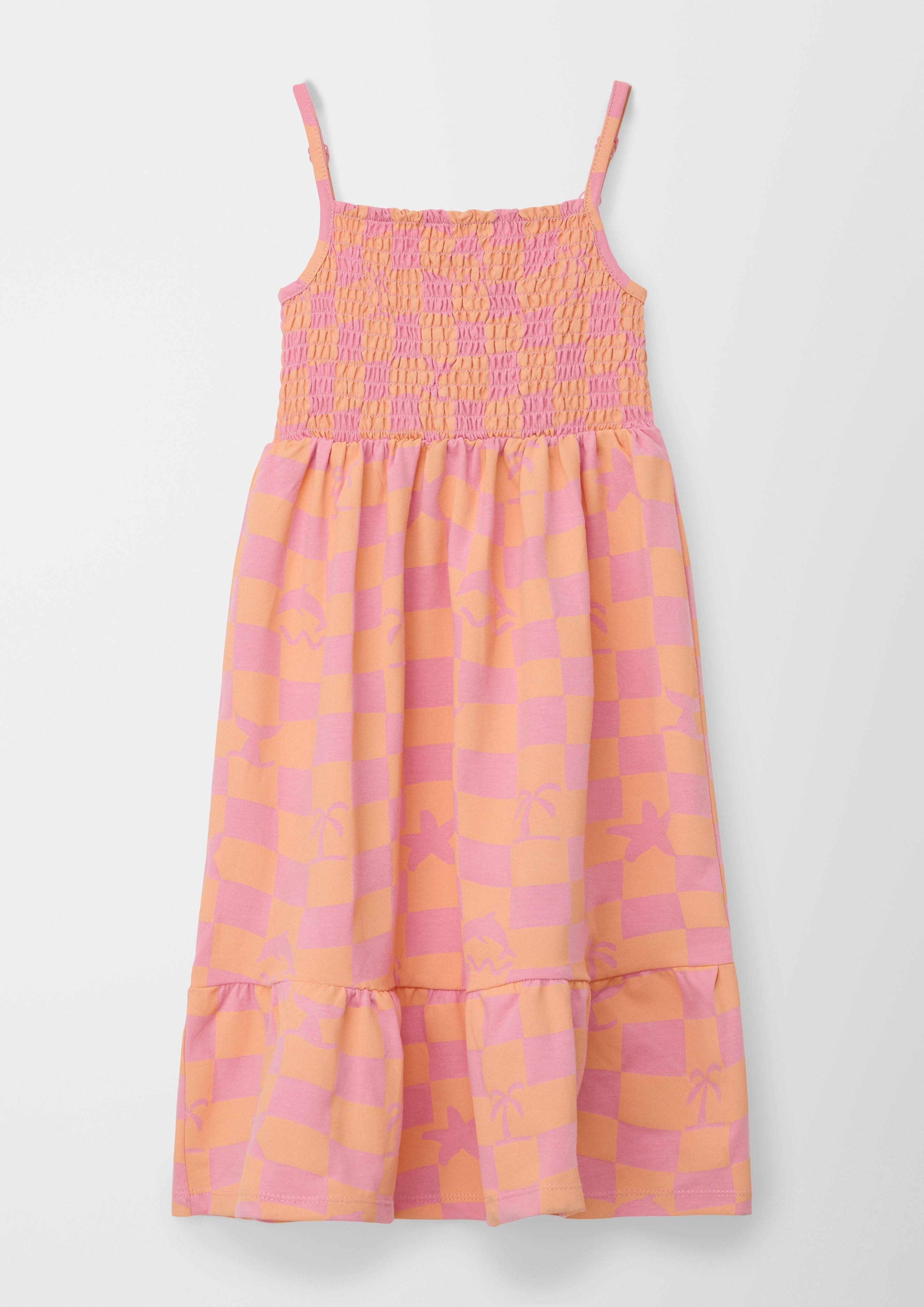 Maxikleid Jerseykleid mit Smok-Detail
