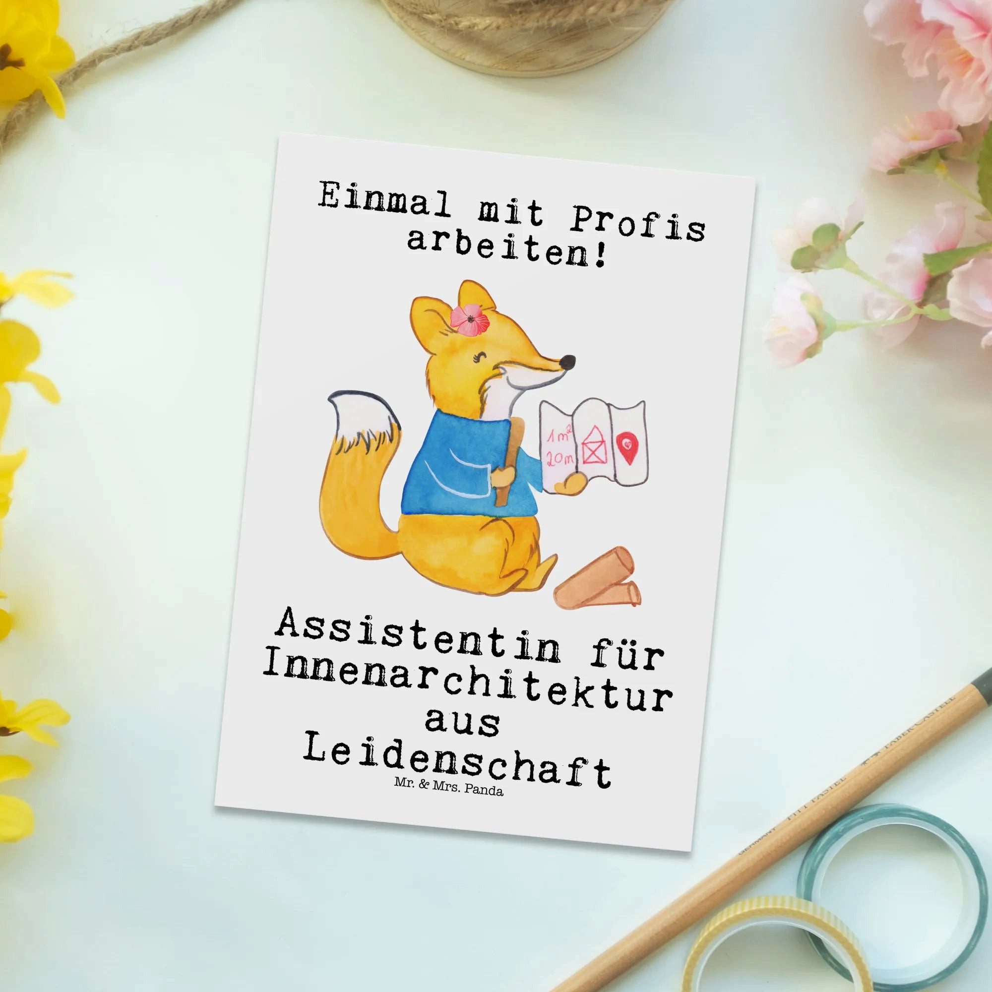 Thumbnail - Mr. & Mrs. Panda Postkarte Assistentin für Innenarchitektur Leidenschaft - Weiß - Geschenk, Einl, Lustige Sprüche