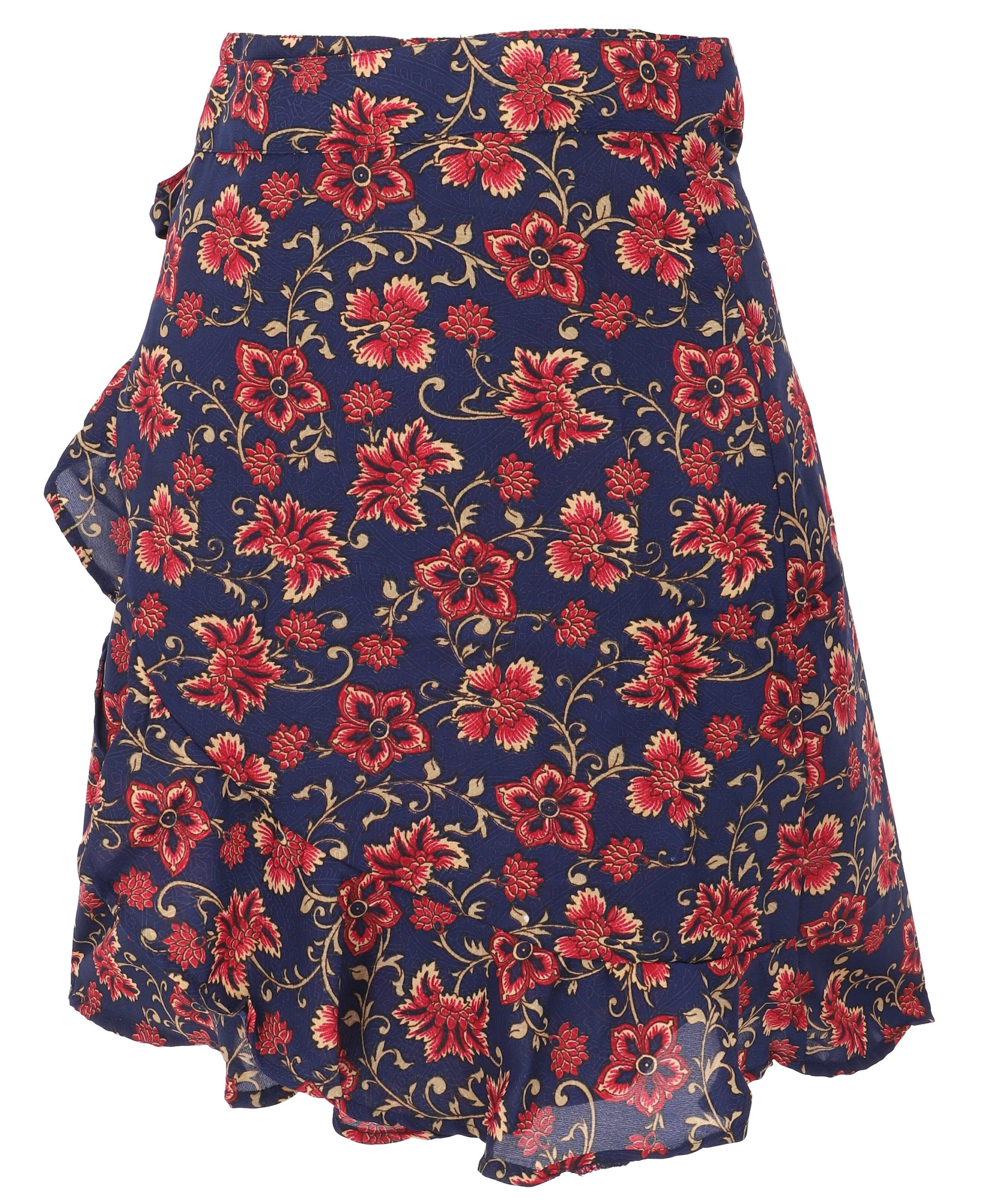 Guru-Shop Minirock Leichter Wickelrock, knielanger Boho Sommerrock.. alternative Bekleidung