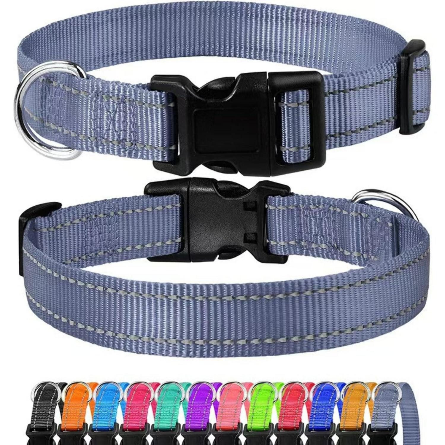 LuxusKollektion Hunde-Halsband Hundehalsband verstellbar S Grau reflektierend