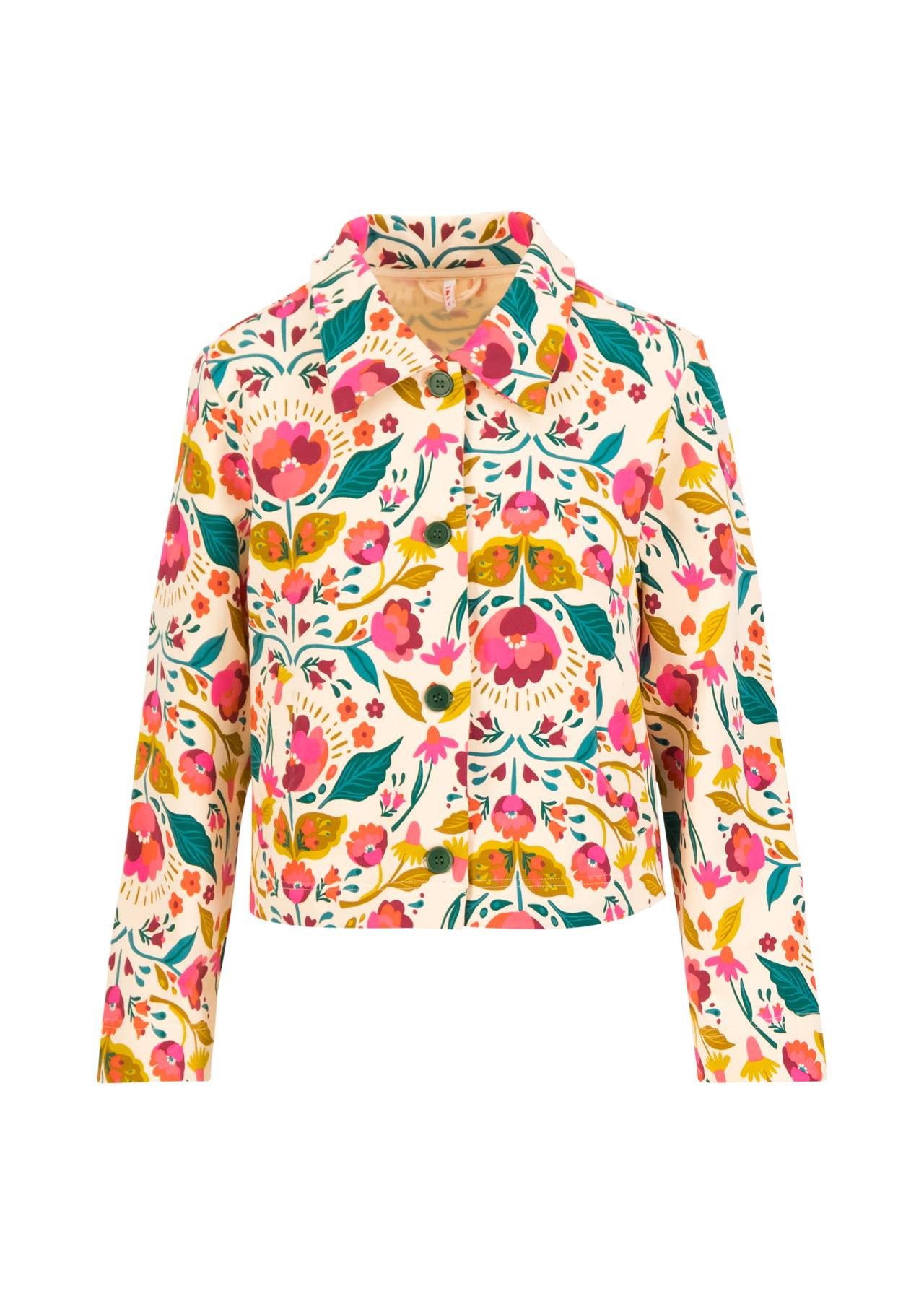Blutsgeschwister Sweatjacke modische Kurzjacke mit Blumenprint und Kragen für Damen
