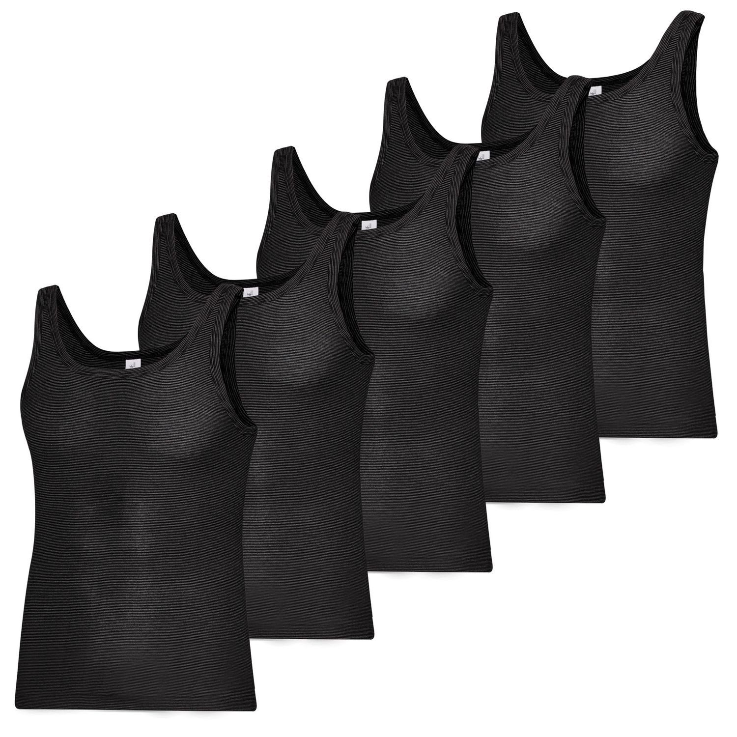 ESGE - Die Wäsche-Macher Unterhemd (Mehrpack, 5-St., 5 Stück) Feinripp Ringel im 5er Pack Schwarz | Unterhemden