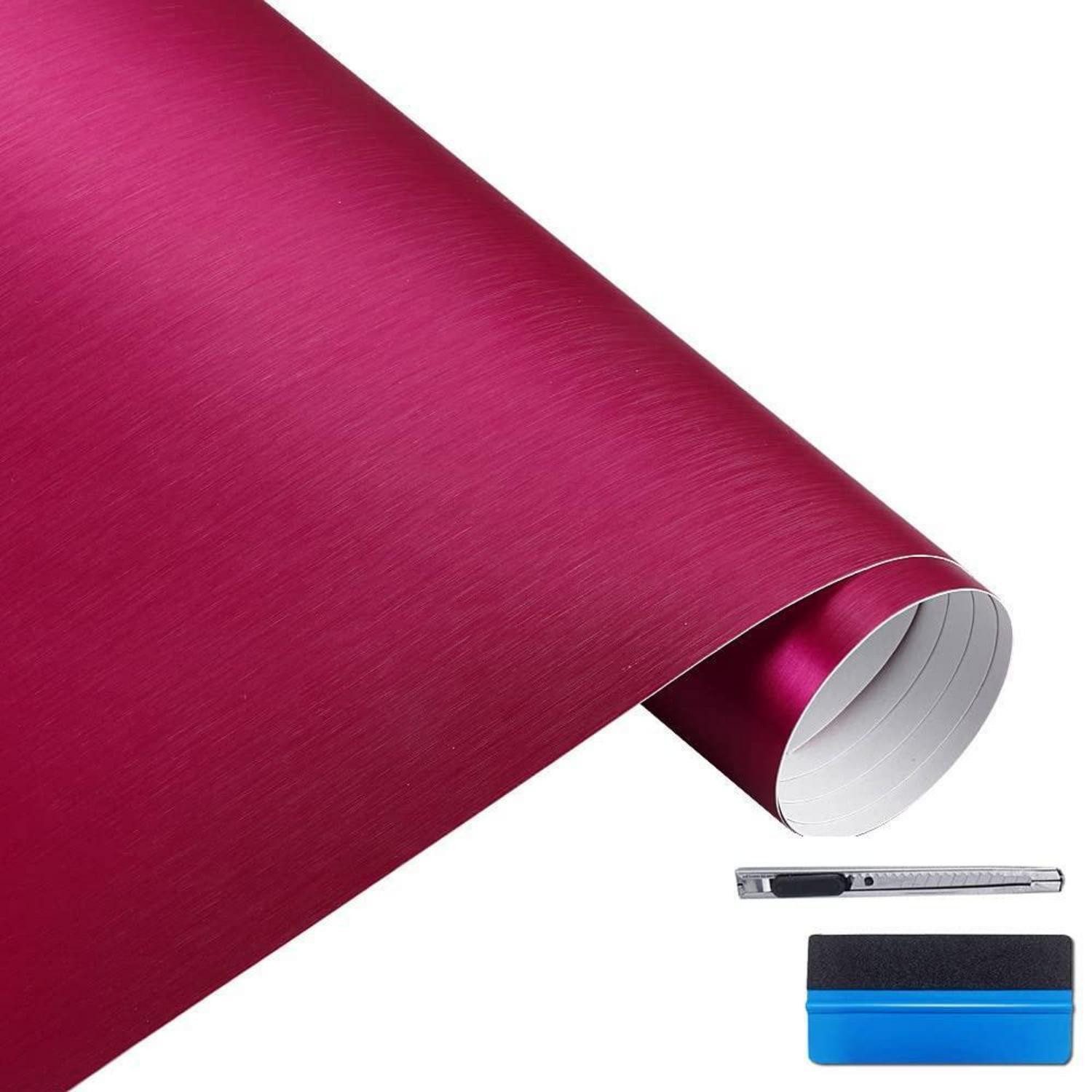 LuxusKollektion Dekorationsfolie Vinylfolie Autofolie Metallic Matt Edelstahl Rosenrot 5cm x 900cm