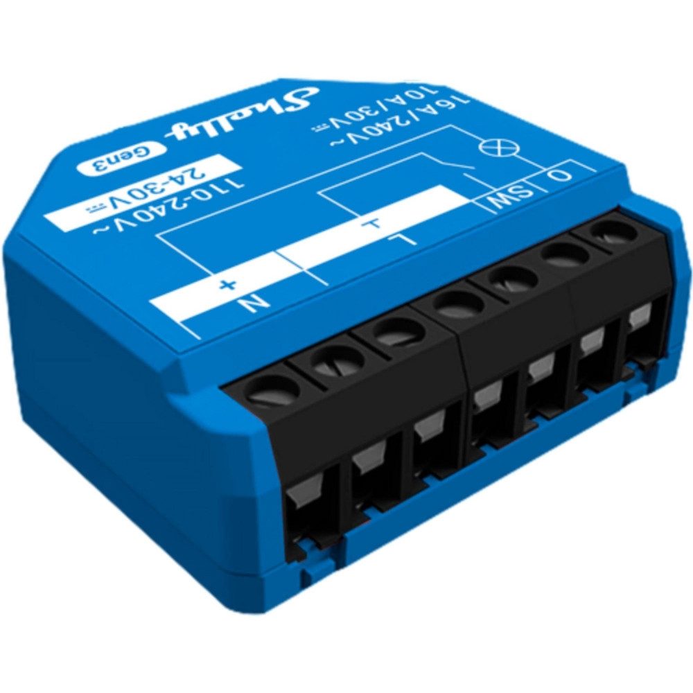 Shelly _1_Gen3_2er Unterputz Relais 1-Kanal WLAN & Bluetooth Smart Schwarz Smart-Home-Station