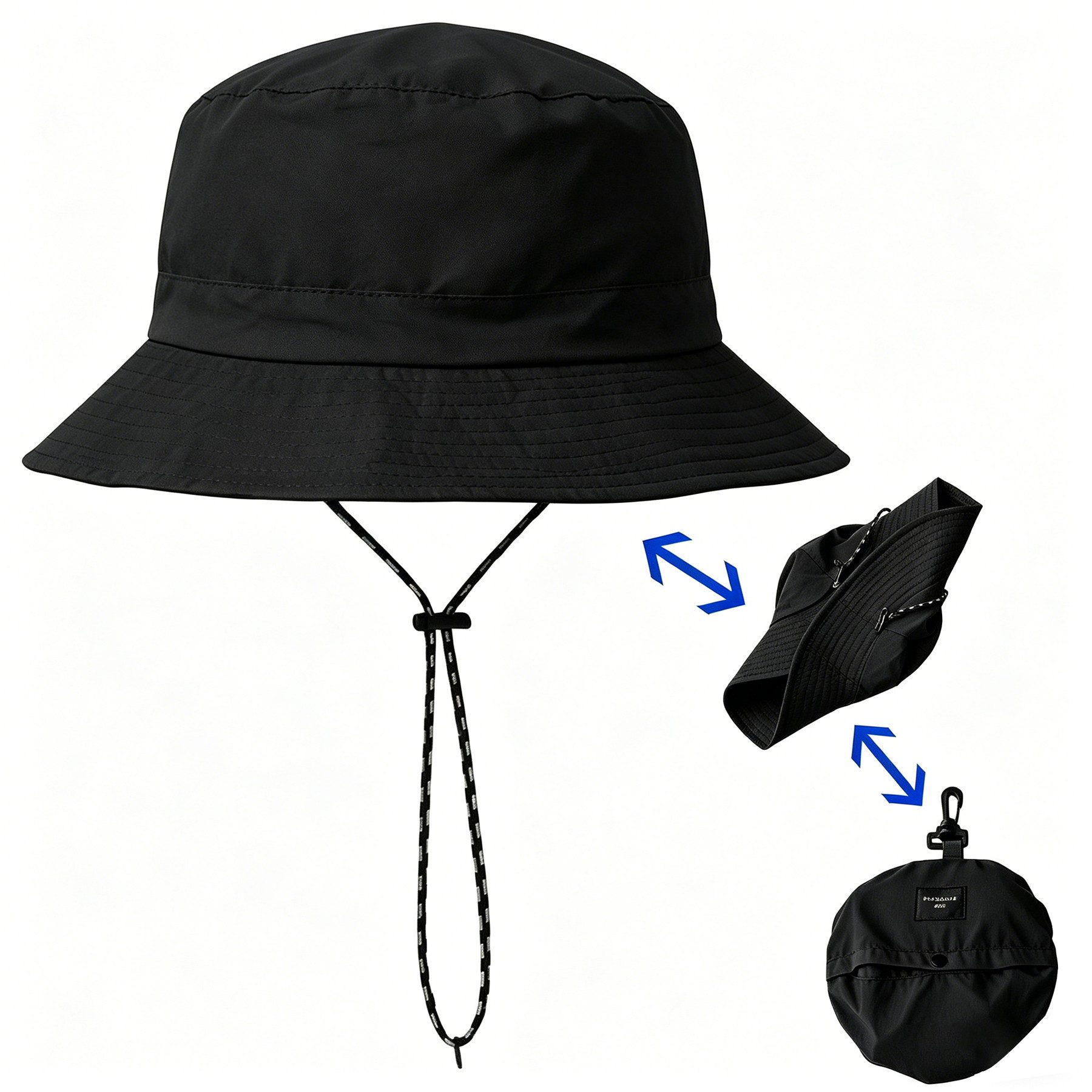 Mutig Fischerhut Sonnenhut Damen Herren, Wasserdichter Fischerhut mit Kinnriemen (UV Schutz Sommer Hut, Faltbar und Schnell trocknend, Leichter Outdoor Regenhut) für Wandern, Strand und Reisen