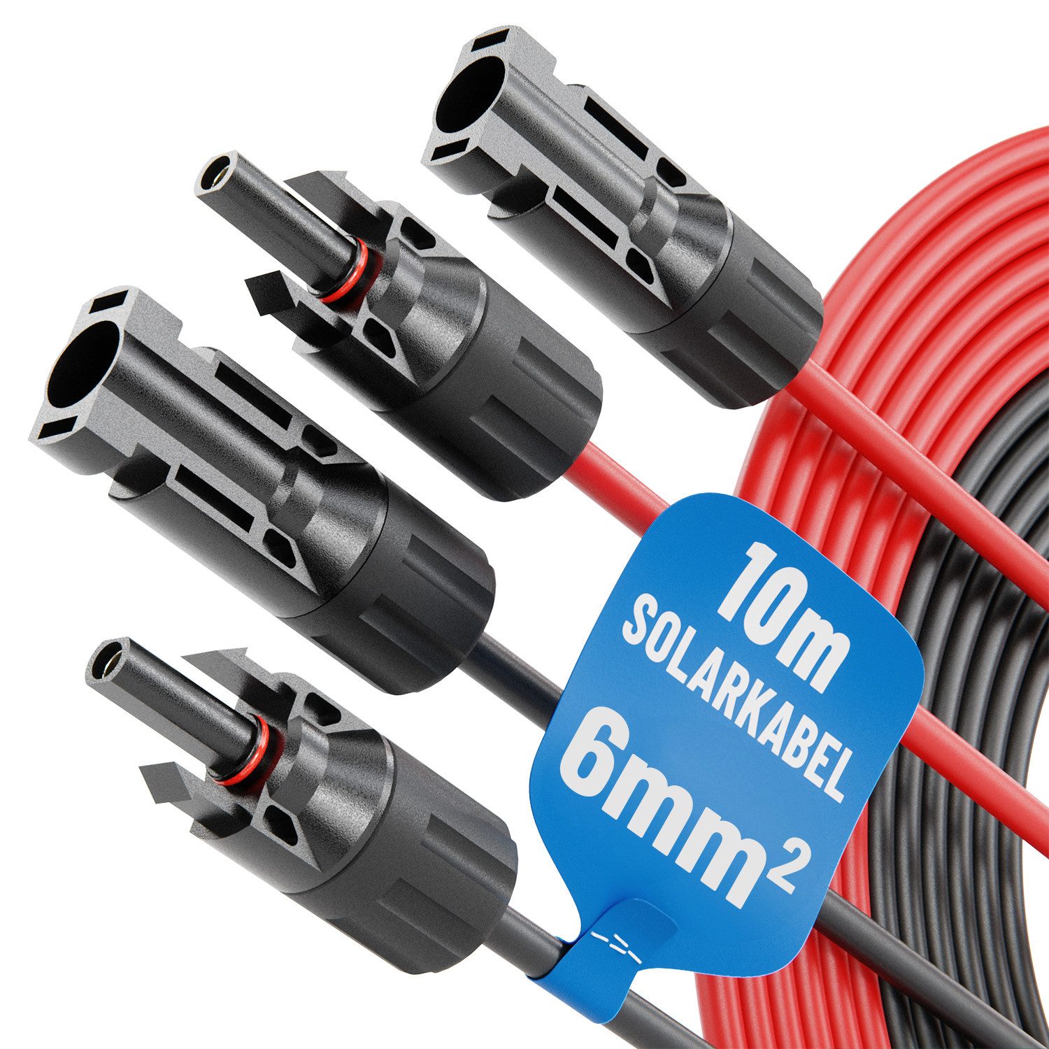 ABSINA 2x Solarkabel 6mm2 10m H1Z2Z2-K schwarz & rot - PV Kabel 6mm2 10m Solarkabel
