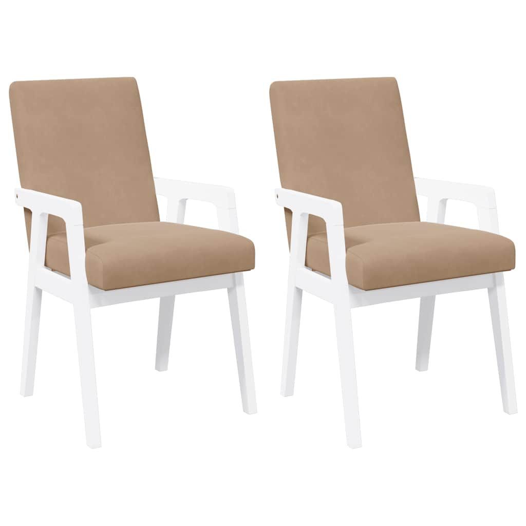 vidaXL Esszimmerstuhl Esszimmerstühle mit Kissen 2 Stk. Weiß Massivholz Gum günstig online kaufen