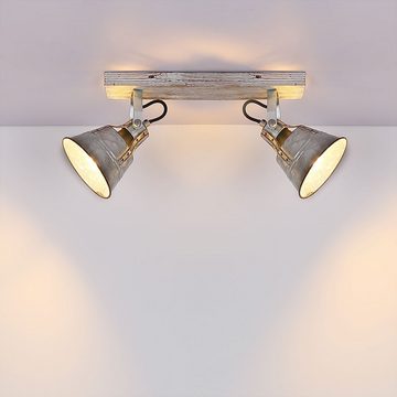 etc-shop LED Deckenleuchte, Leuchtmittel nicht inklusive, Deckenlampe Deckenleuchte Spotlampe Holz Wohnzimmerlampe 2 flammig