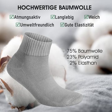 NAHLE Sneakersocken 12 Paar Sneaker Socken für Damen & Herren Bio-Baumwolle Sportsocken (12-Paar) atmungsaktiv, gepolsterte Ferse und Sohle Angenehmes Tragegefühl - kein Schwitzen