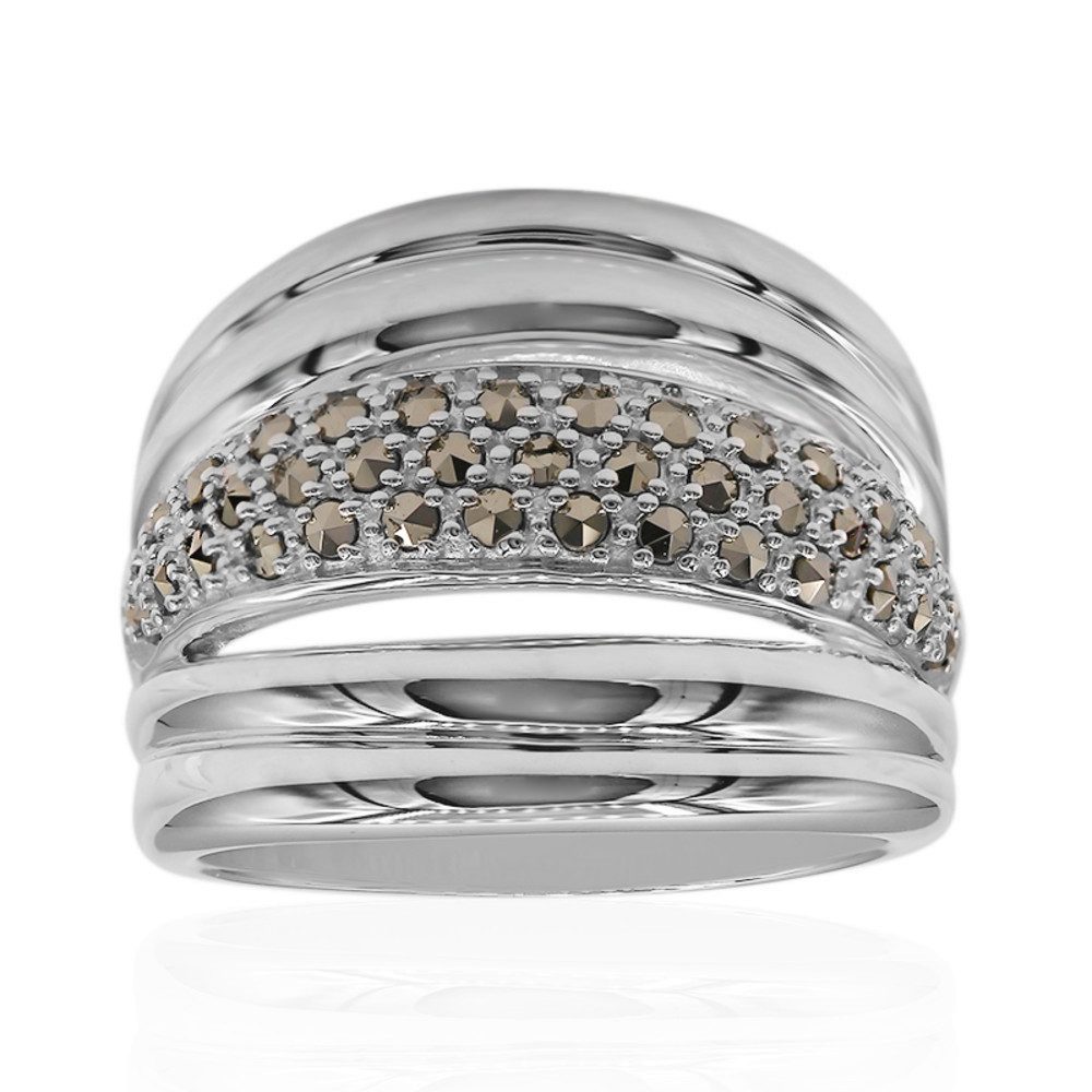 Cavill Silberring Cavill Markasit Ring, 0,44 ct, Sterling Silber, Pavé, braungrau (1-tlg)