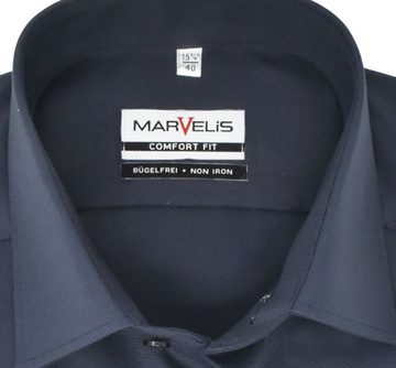 MARVELIS Kurzarmhemd Kurzarmhemd - Comfort Fit - Einfarbig - Marine
