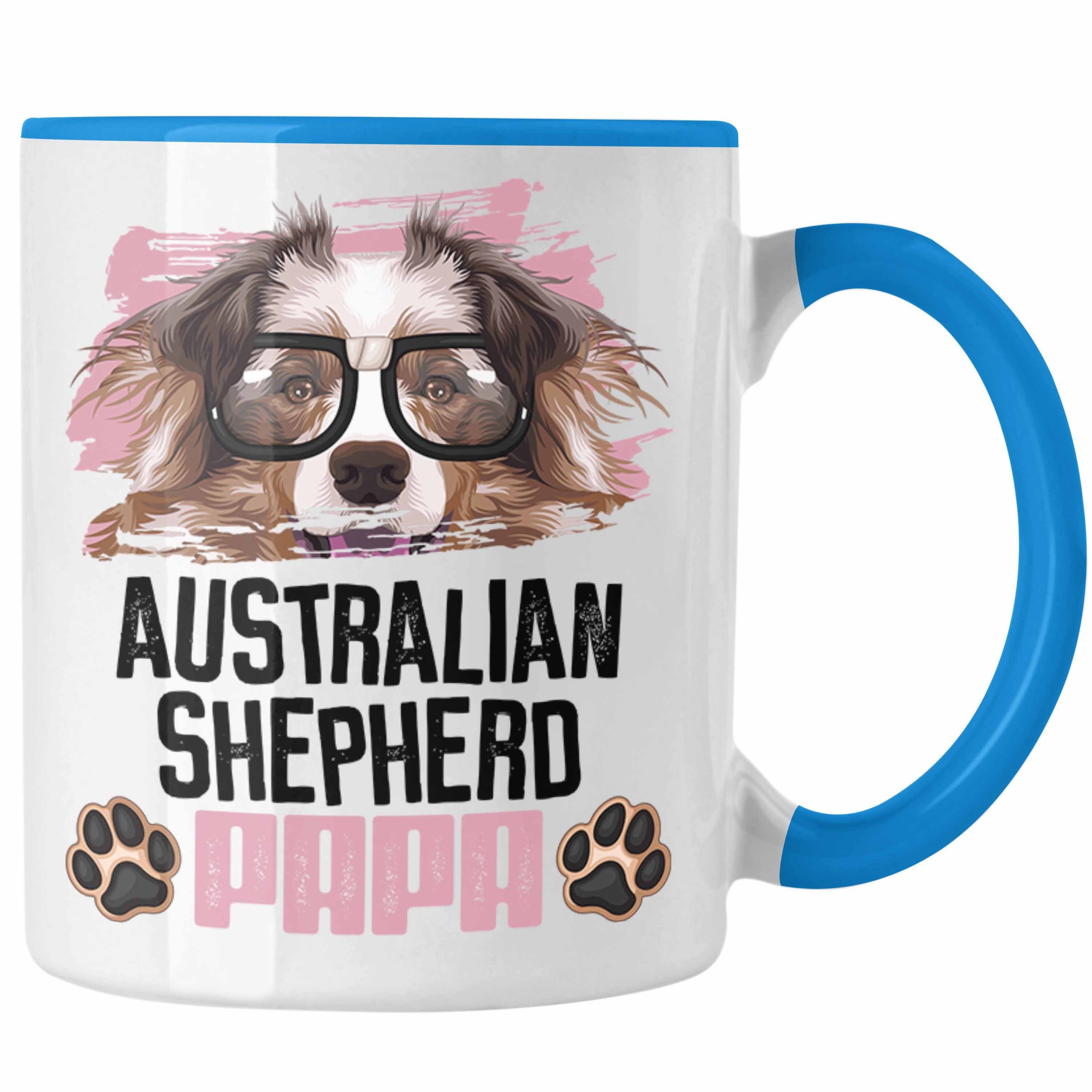 Trendation Tasse Australian Shepherd Papa Besitzer Tasse Geschenk Lustiger Spruch Gesch Blau