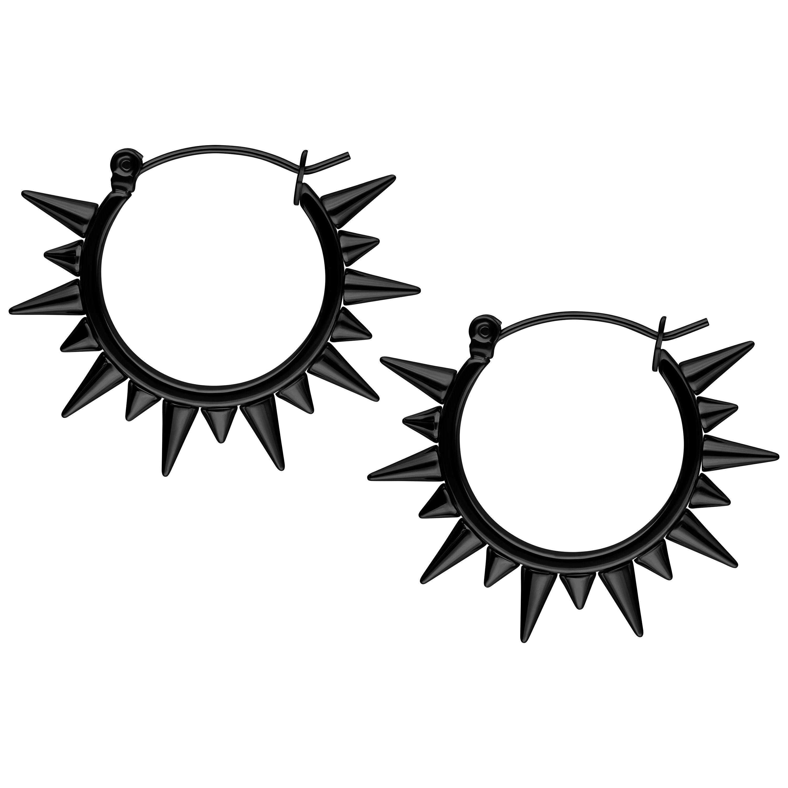 Wildcat Paar Ohrhänger Spiked Earrings - Schwarz, Chirurgenstahl 316L - wasserfest, langlebig, hautverträglich