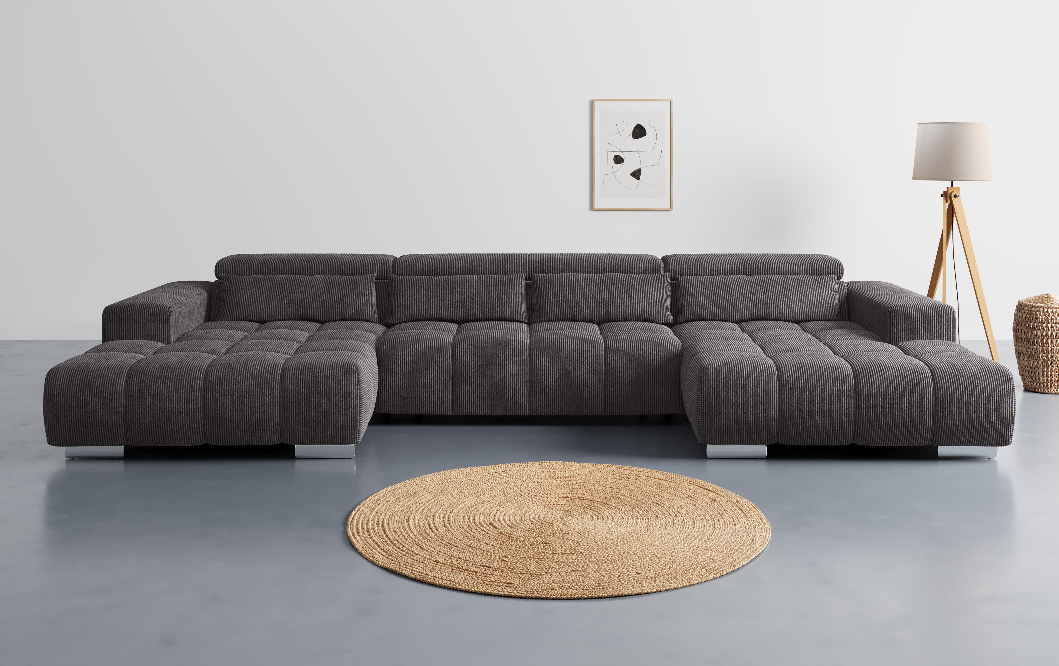 COTTA Wohnlandschaft Orion U-Form, B: 400 cm, Kopfteilverstellung & 4 Kissen, optional elektr. Sitztiefenverstellung