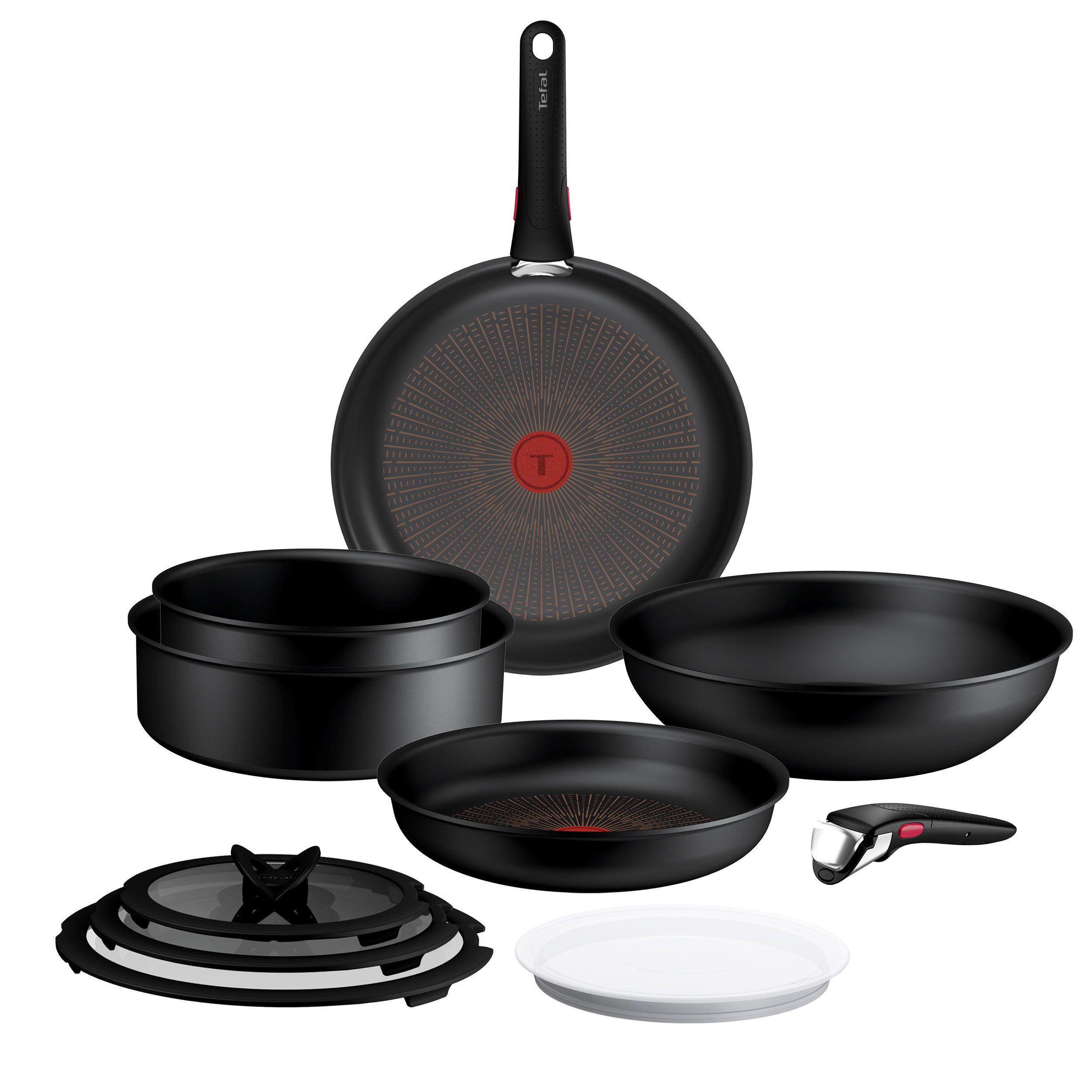 Tefal Pfannen-Set Ingenio Excellence Fusion, Aluminium (Set, 11-tlg), abnehmbarer Ingenio-Griff, Thermo-Signal, stapelbar, Induktion