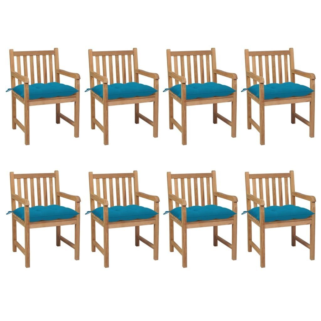 Stk. Gartenstühle Teak furnicato Hellblauen Gartenstuhl mit 8 Massivholz Kissen