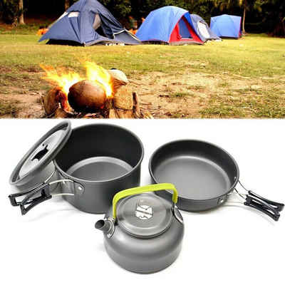 Daskoo Topf-Set 2-3 Person Camping Kochgeschirr Set,Aluminium, (3-tlg), Kochset Outdoor Каструлі Bratpfanne Kettle Kit