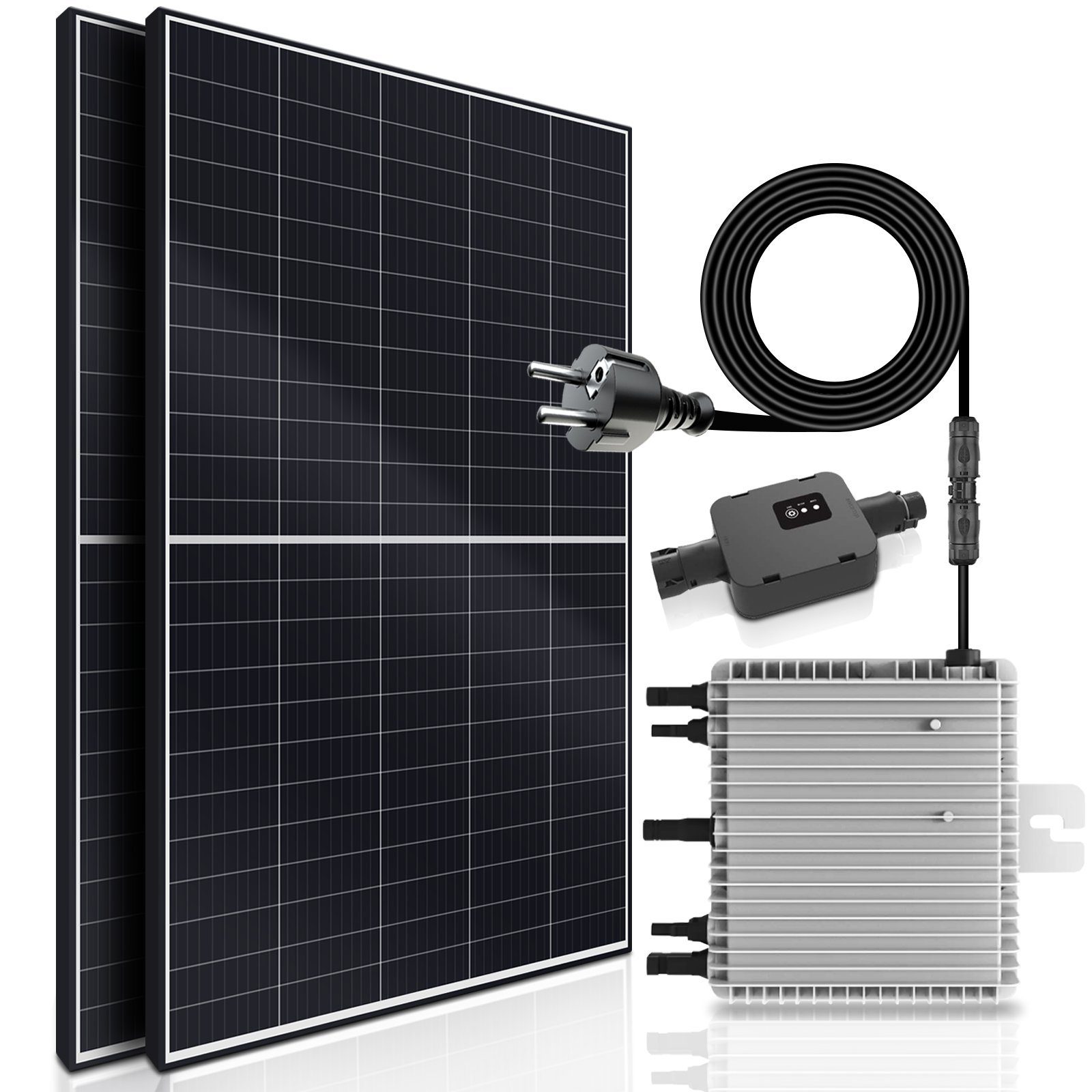 SUNNIVA Solaranlage Balkonkraftwerk 1100W, 800,00 W, Monokristallin, (DEYE  Wechselrichter (drosselbar auf 600W oder 800W), Solaranlage Komplettset mit  5m Anschlusskabel für Schuko Steckdose, Balkon Mini-PV Anlage mit WIFI APP  und Stromerzeugung Messung