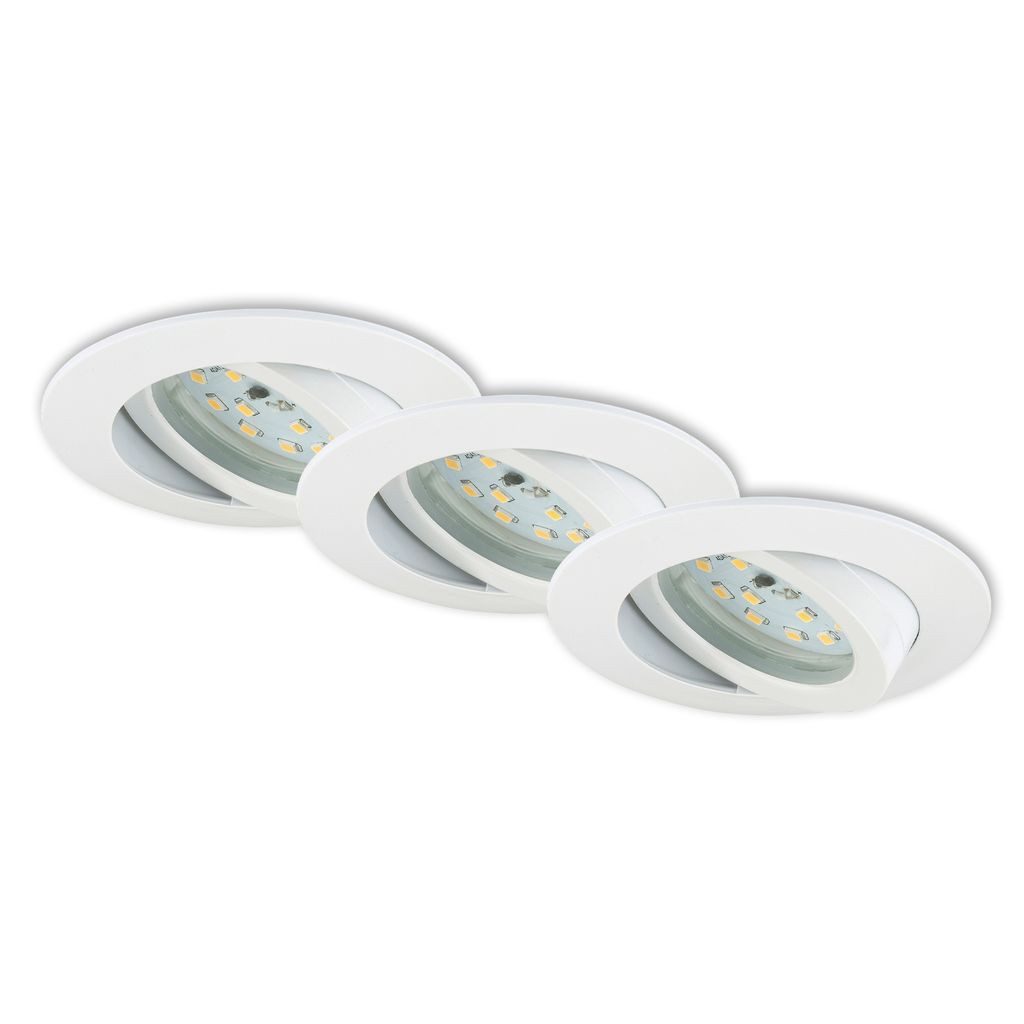 Briloner Leuchten LED Einbaustrahler 7232-036, Dimmfunktion, LED fest integriert, 2700K - Extra-Warmweiß, Einbauleuchte SET dimmbar schwenkbar IP23 Ø 8,2cm