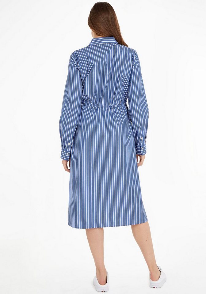 Tommy Hilfiger Blusenkleid ORG CO STRIPE MIDI SHIRT-DRESS mit süßen  Lochstickerei-Bändern